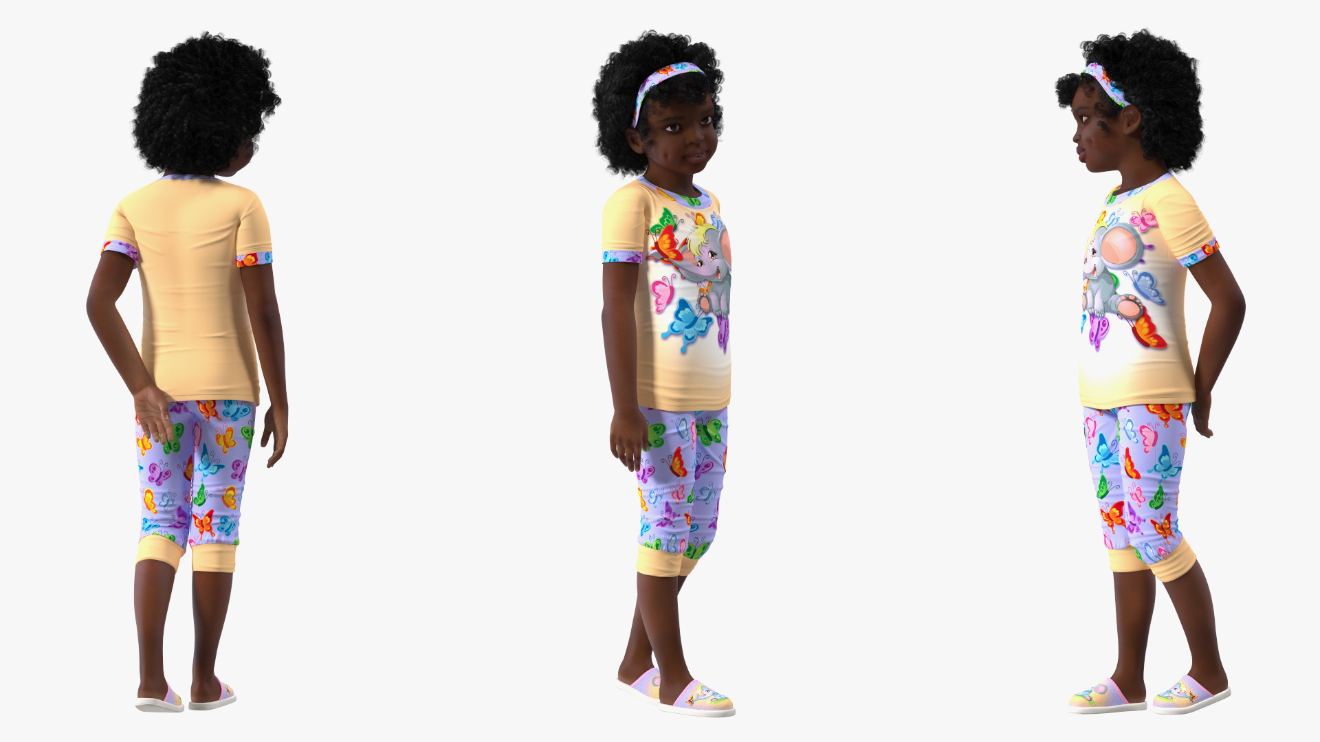 3D Girl Child Black Home Style Rigged for Cinema 4D model
