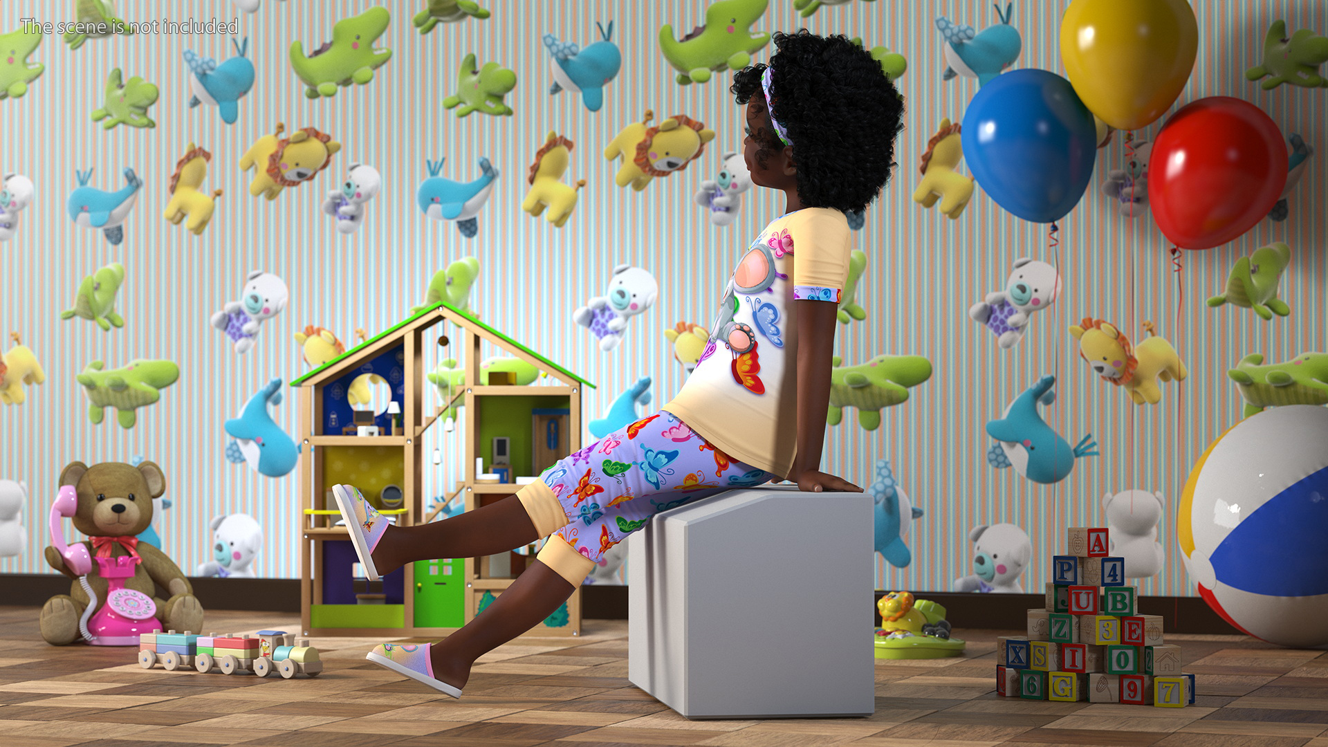 3D Girl Child Black Home Style Rigged for Cinema 4D model