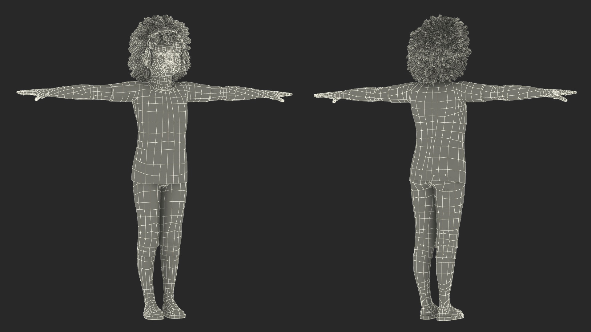 3D Girl Child Black Home Style Rigged for Cinema 4D model