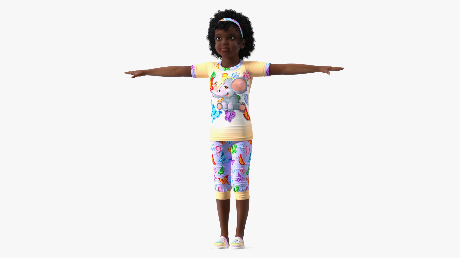 3D Girl Child Black Home Style Rigged for Cinema 4D model