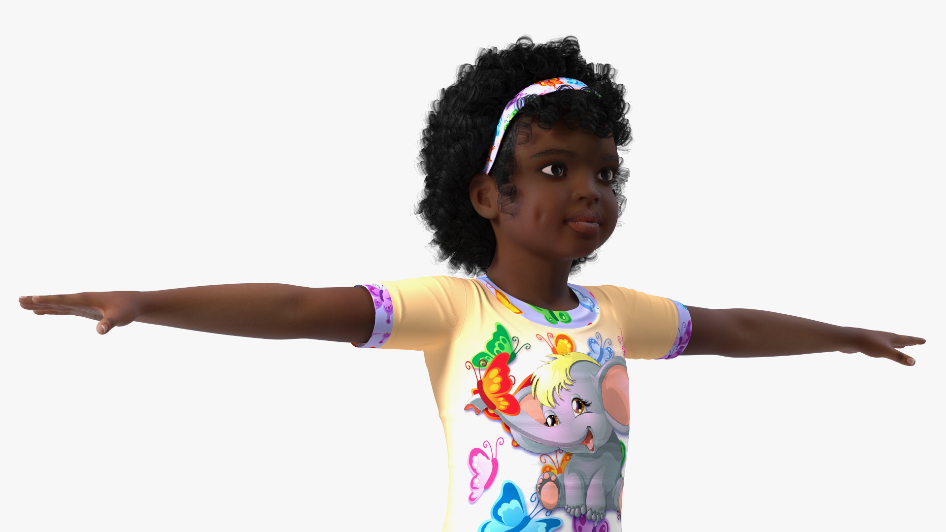 3D Girl Child Black Home Style Rigged for Cinema 4D model