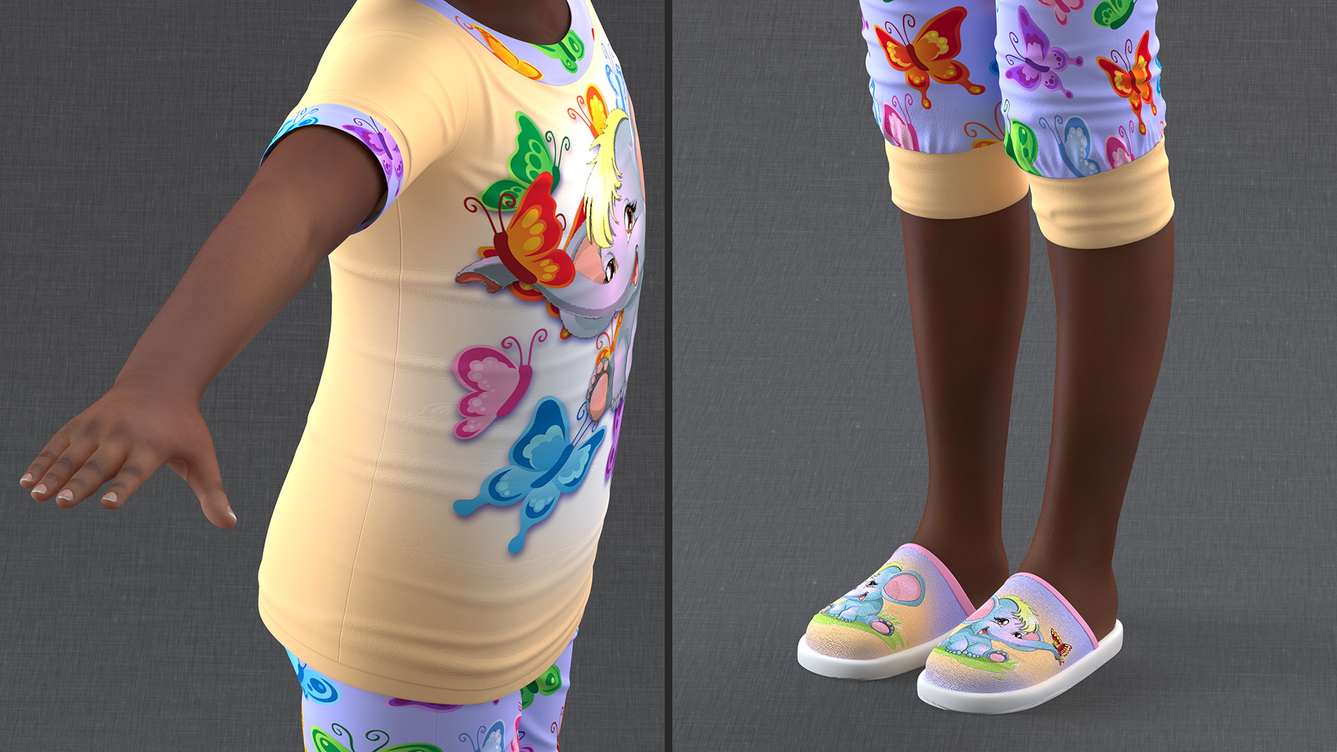 3D Girl Child Black Home Style Rigged for Cinema 4D model