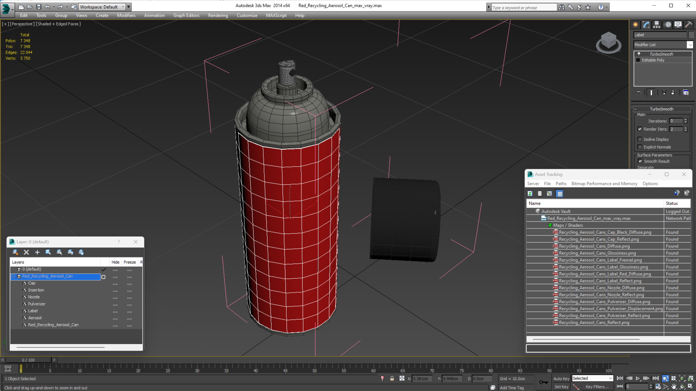 3D model Red Recycling Aerosol Can
