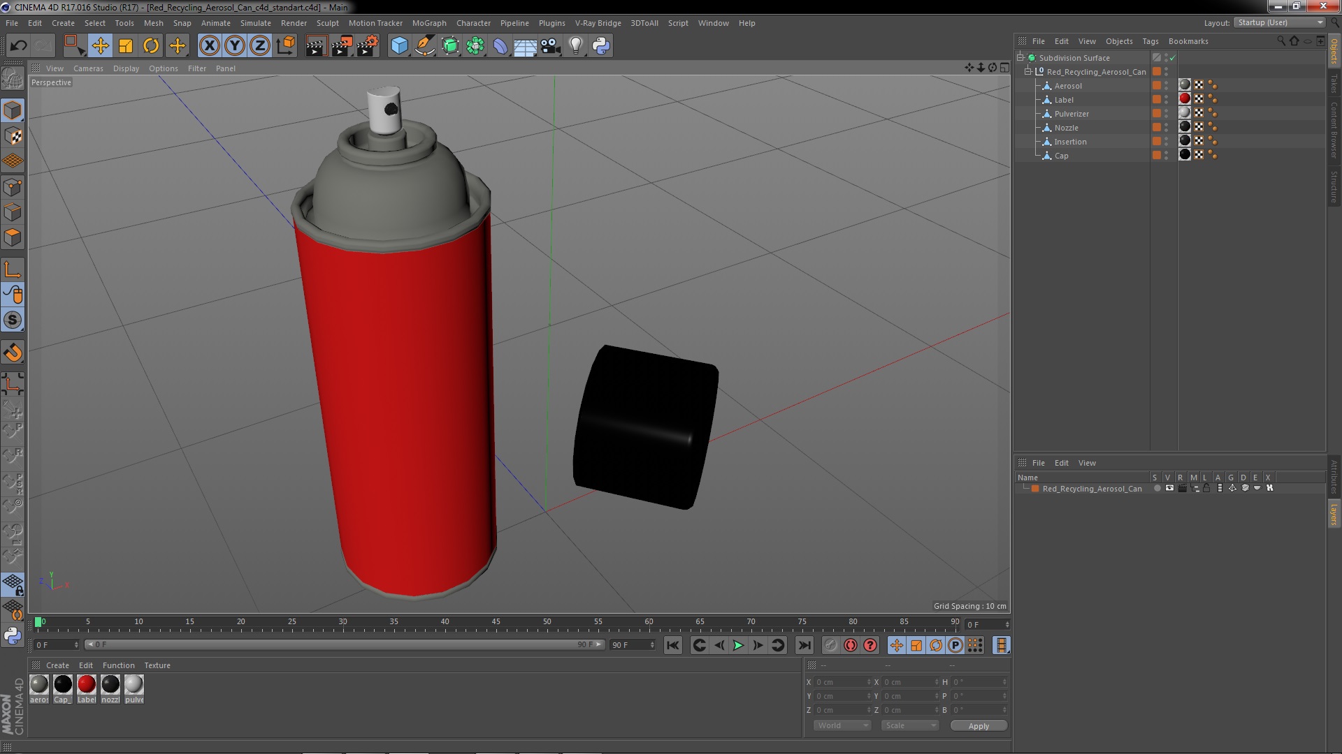 3D model Red Recycling Aerosol Can