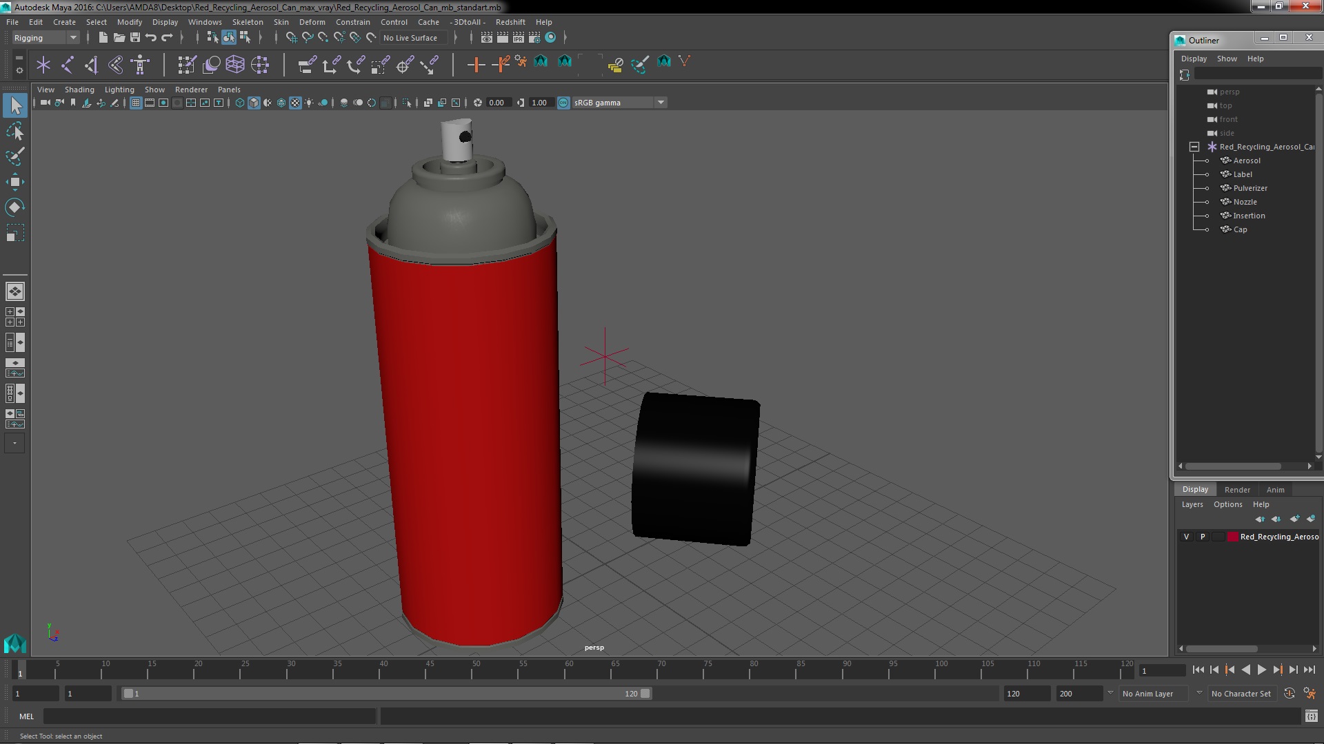 3D model Red Recycling Aerosol Can