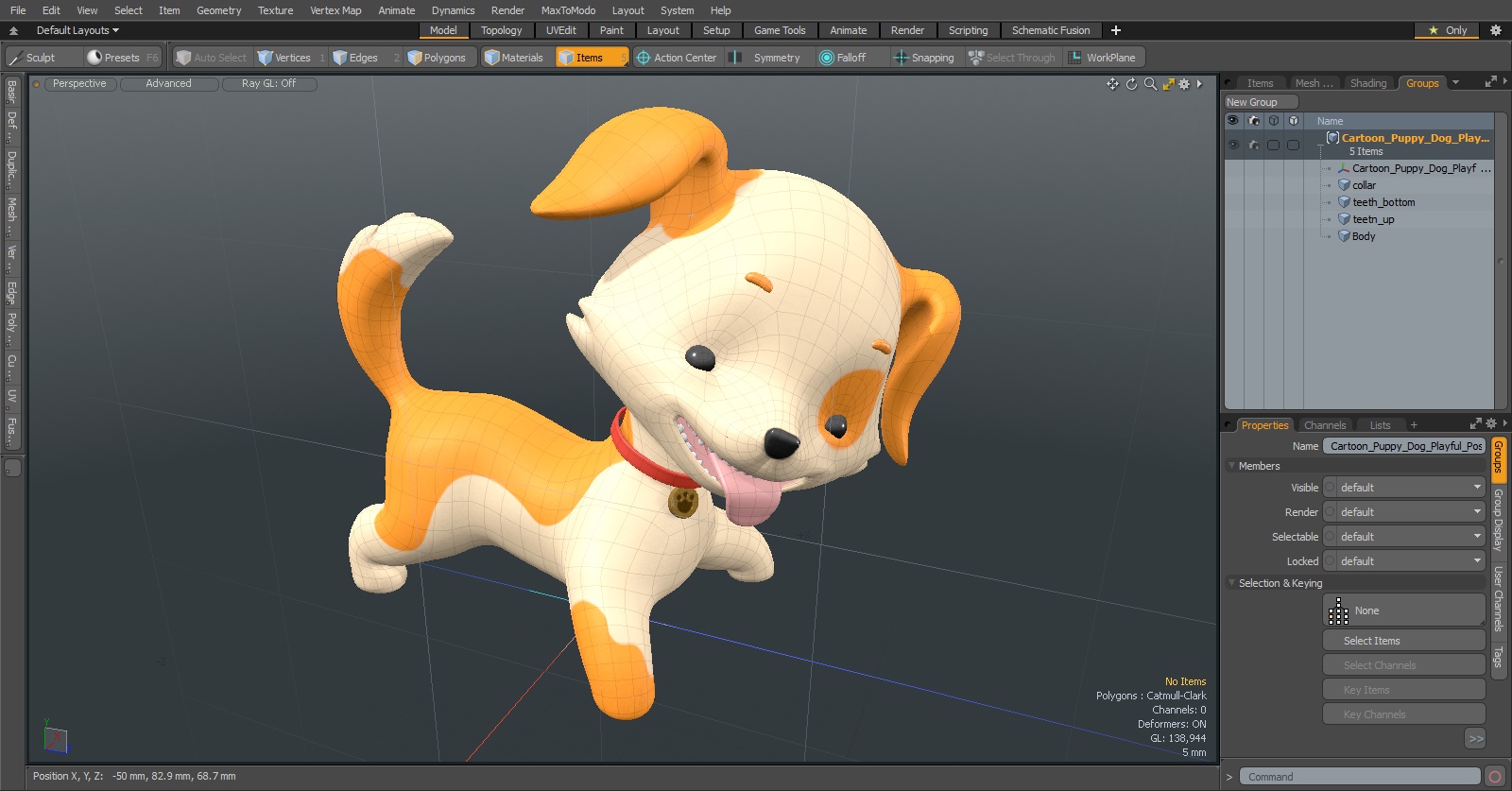3D model Cartoon Puppy Dog Playful Pose