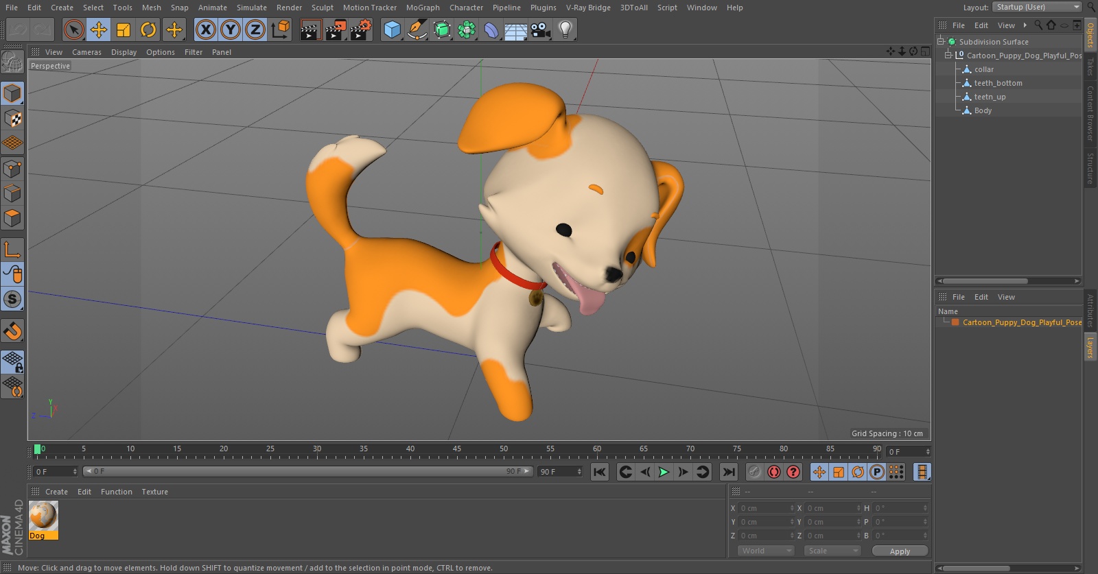 3D model Cartoon Puppy Dog Playful Pose