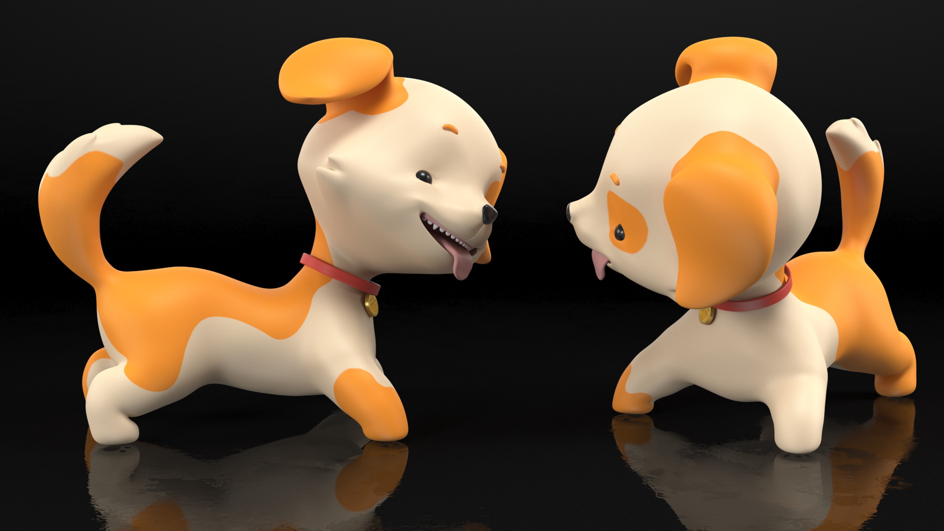 3D model Cartoon Puppy Dog Playful Pose