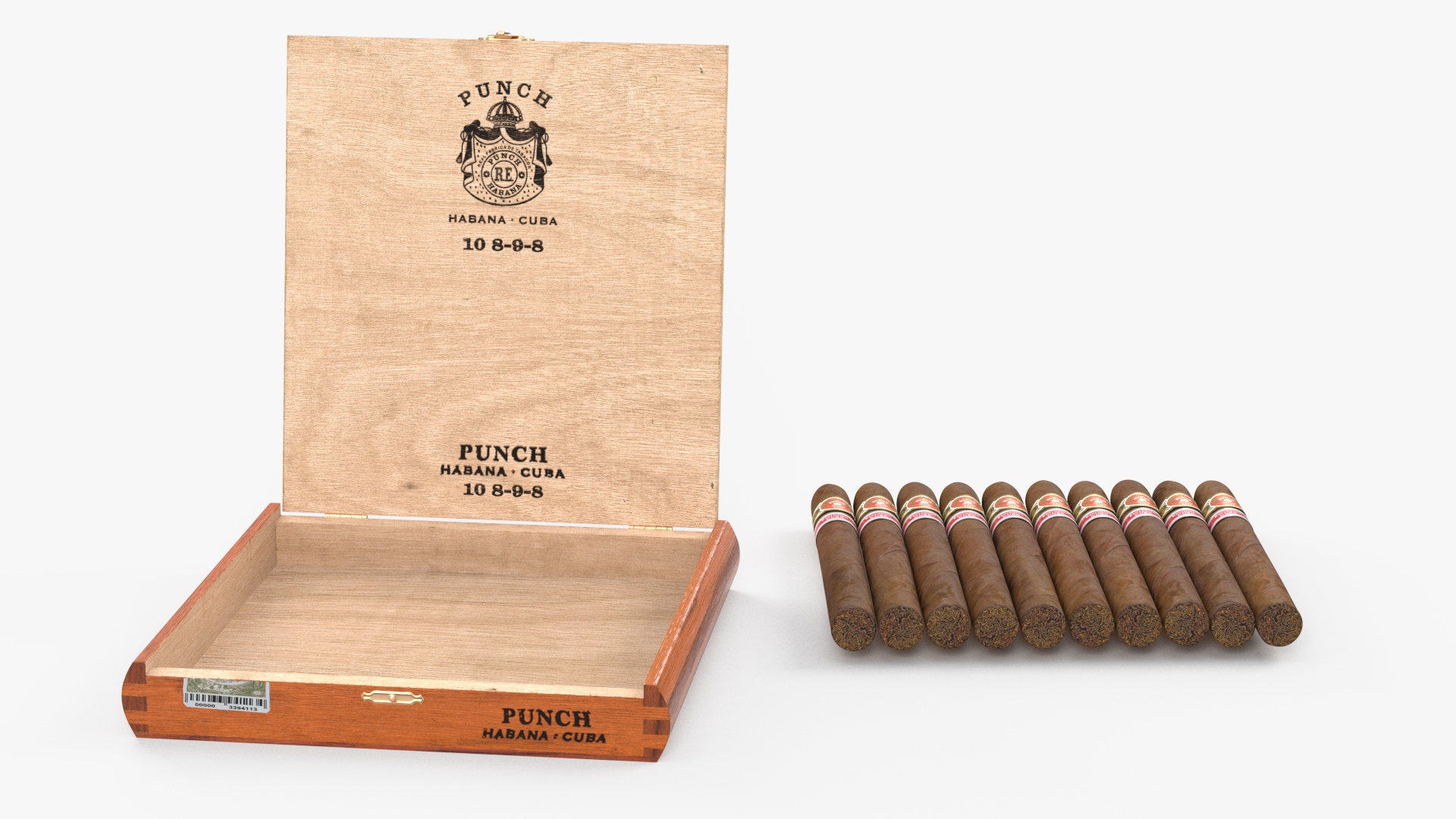 3D Cuban Cigars Box Punch Double Corona Open