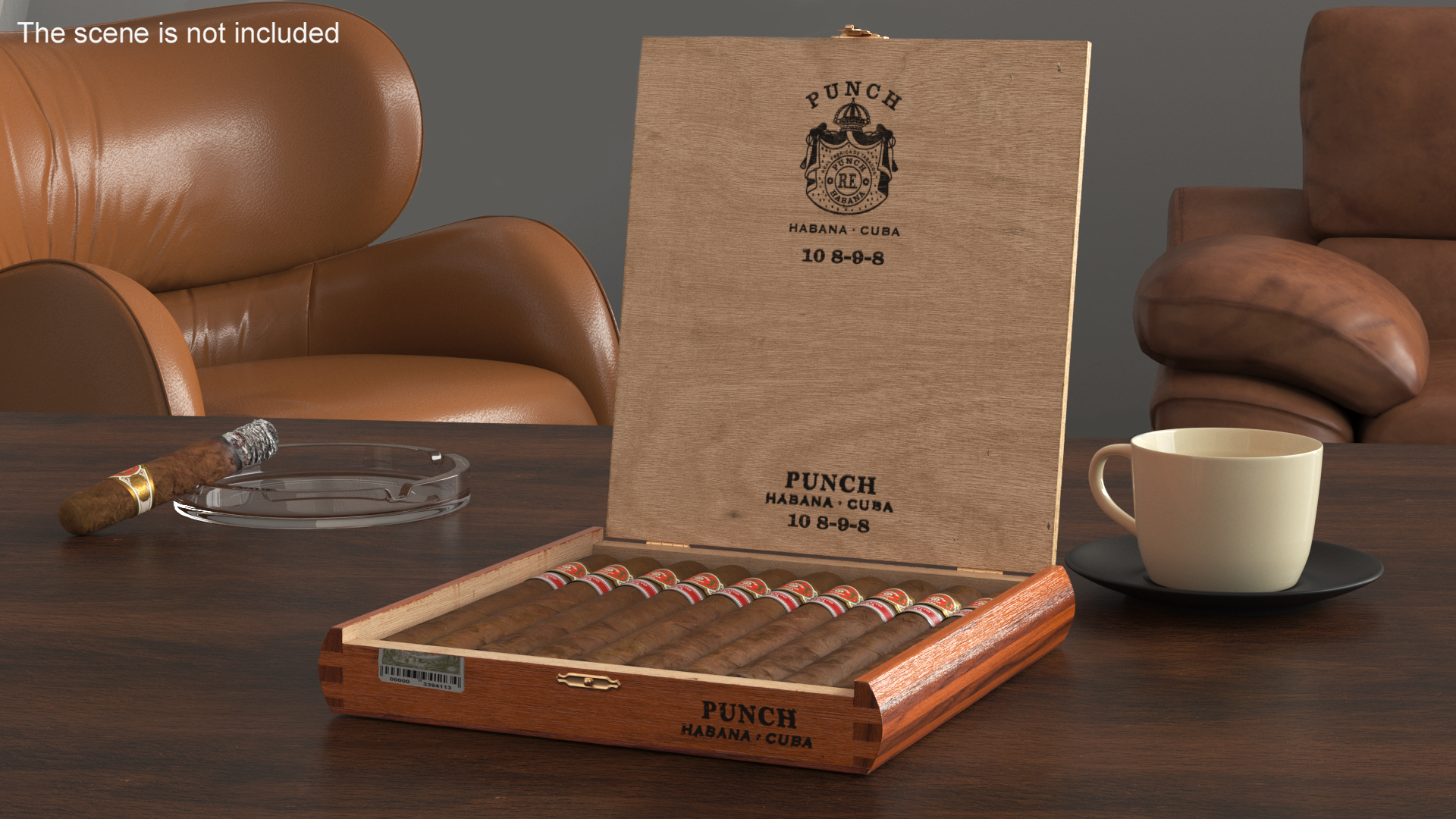 3D Cuban Cigars Box Punch Double Corona Open