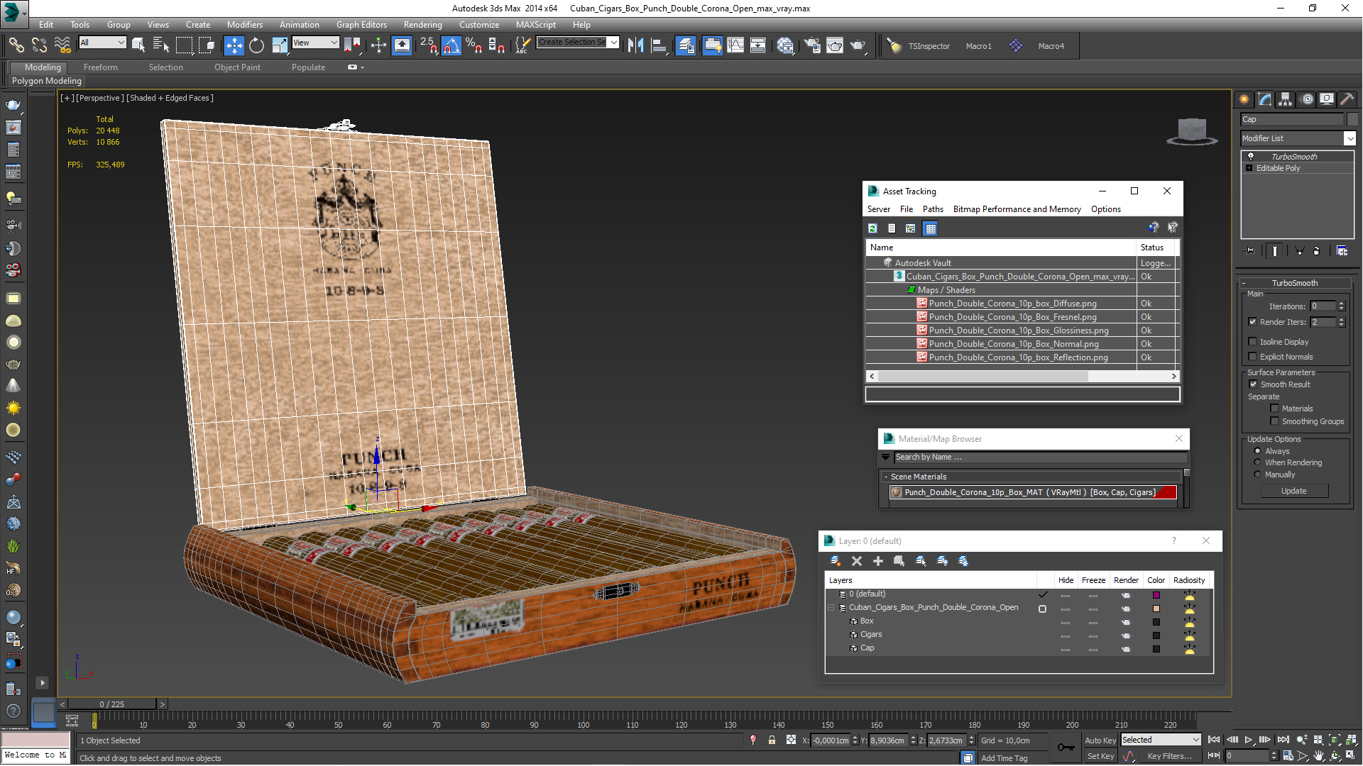 3D Cuban Cigars Box Punch Double Corona Open