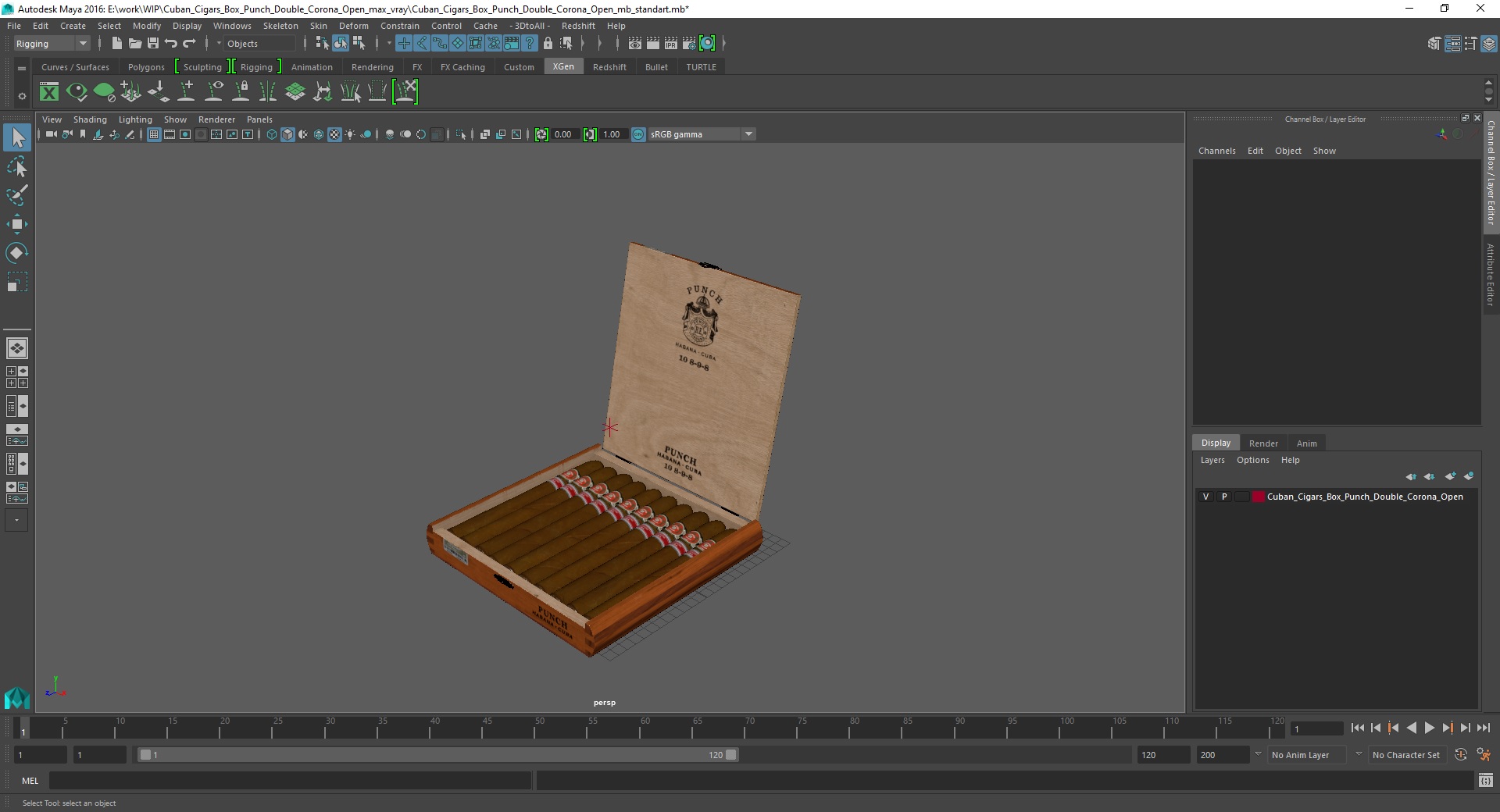 3D Cuban Cigars Box Punch Double Corona Open