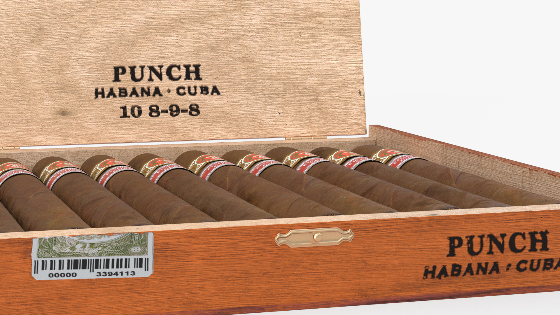 3D Cuban Cigars Box Punch Double Corona Open