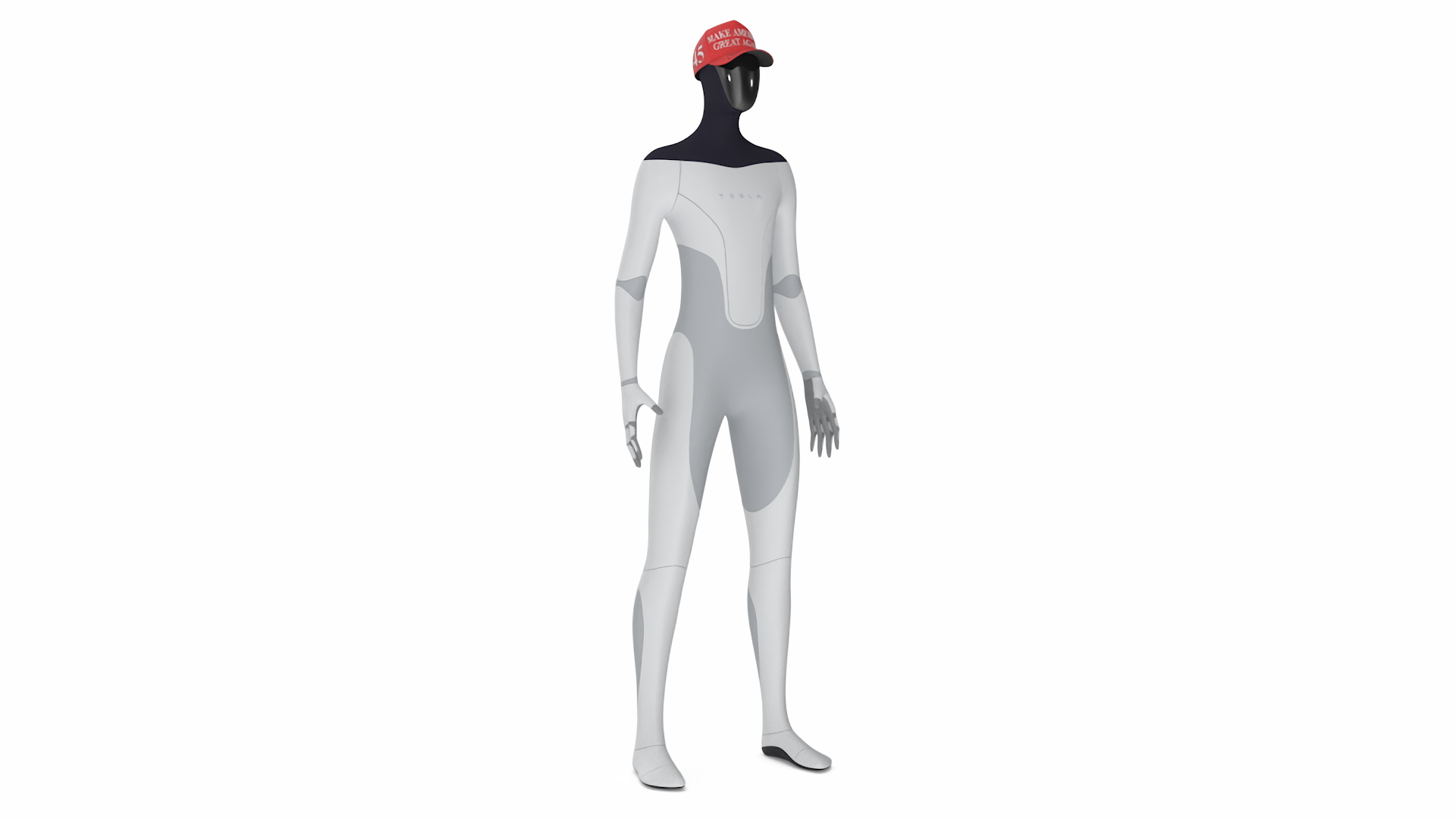 3D Tesla Bot in Trump Cap Rigged for Cinema 4D model