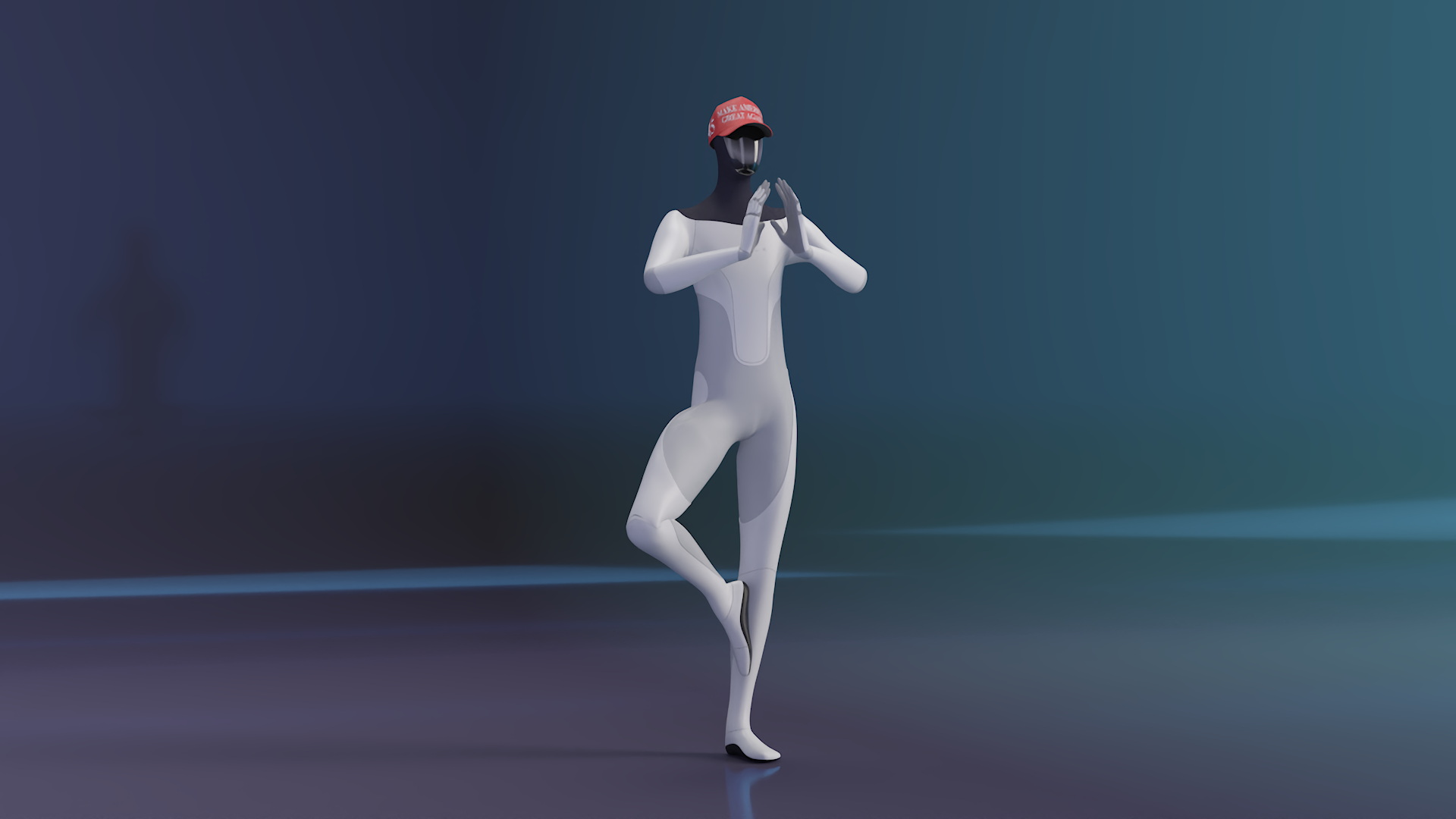 3D Tesla Bot in Trump Cap Rigged for Cinema 4D model