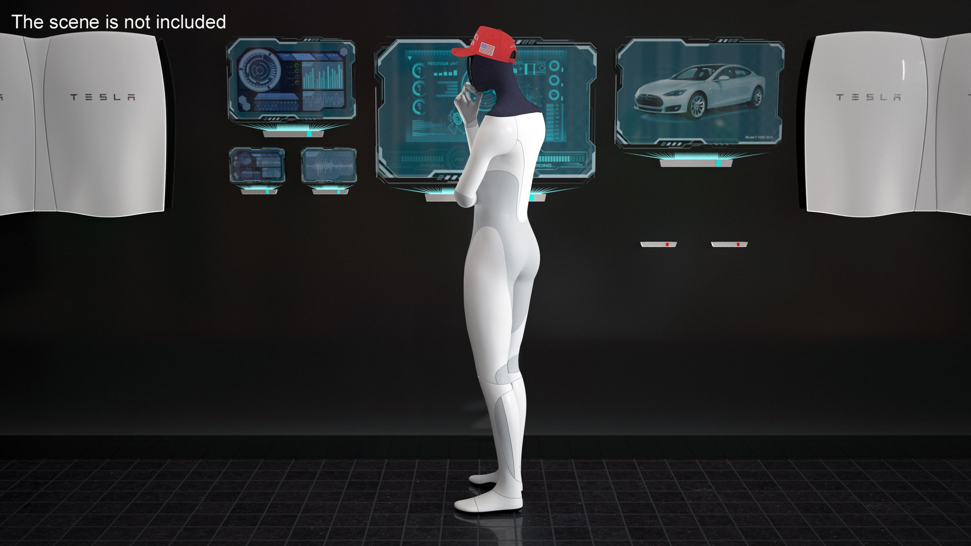 3D Tesla Bot in Trump Cap Rigged for Cinema 4D model