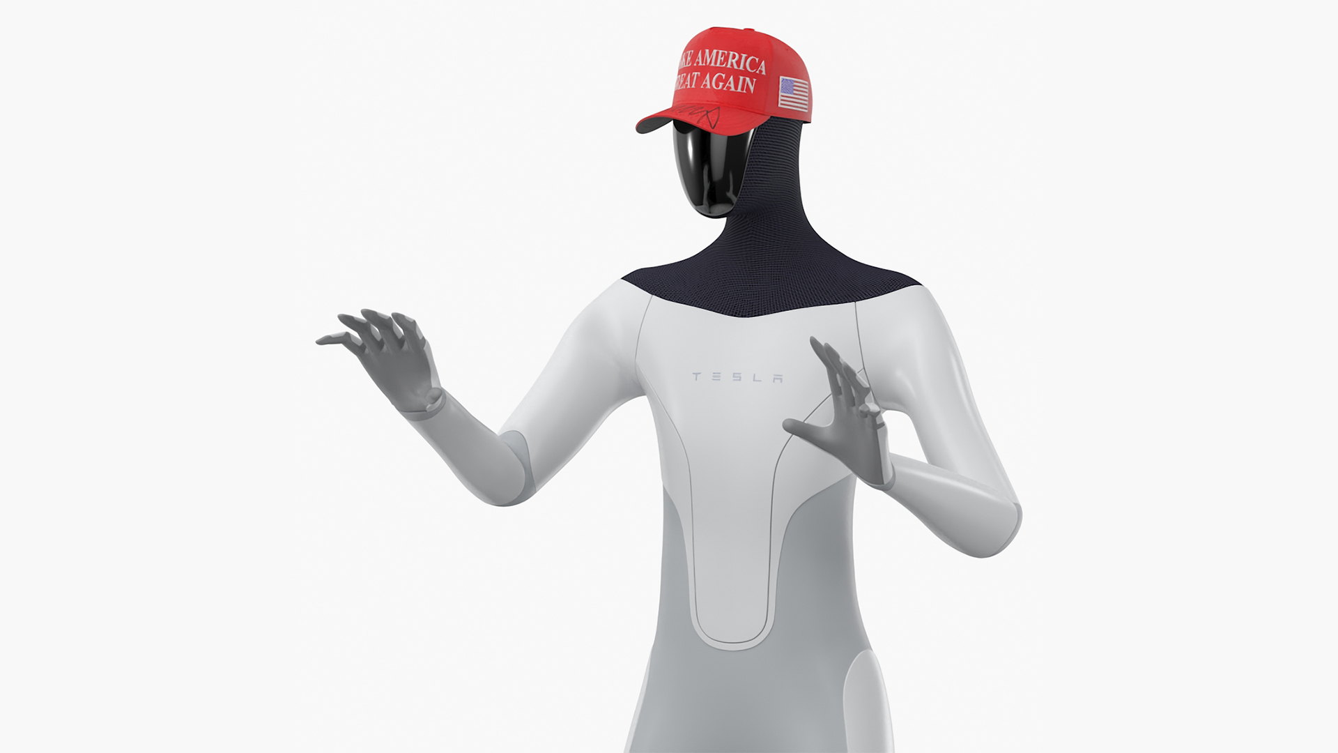 3D Tesla Bot in Trump Cap Rigged for Cinema 4D model