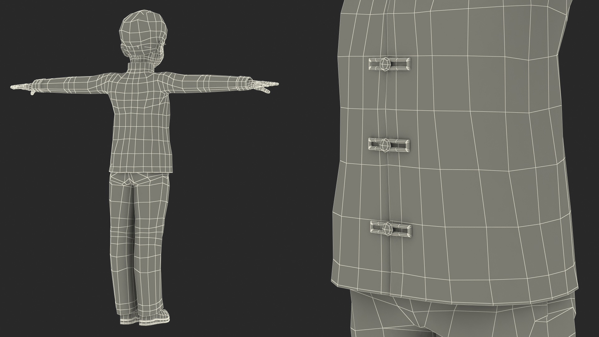 Chinese Boy Traditional Tang Jacket T-pose 3D
