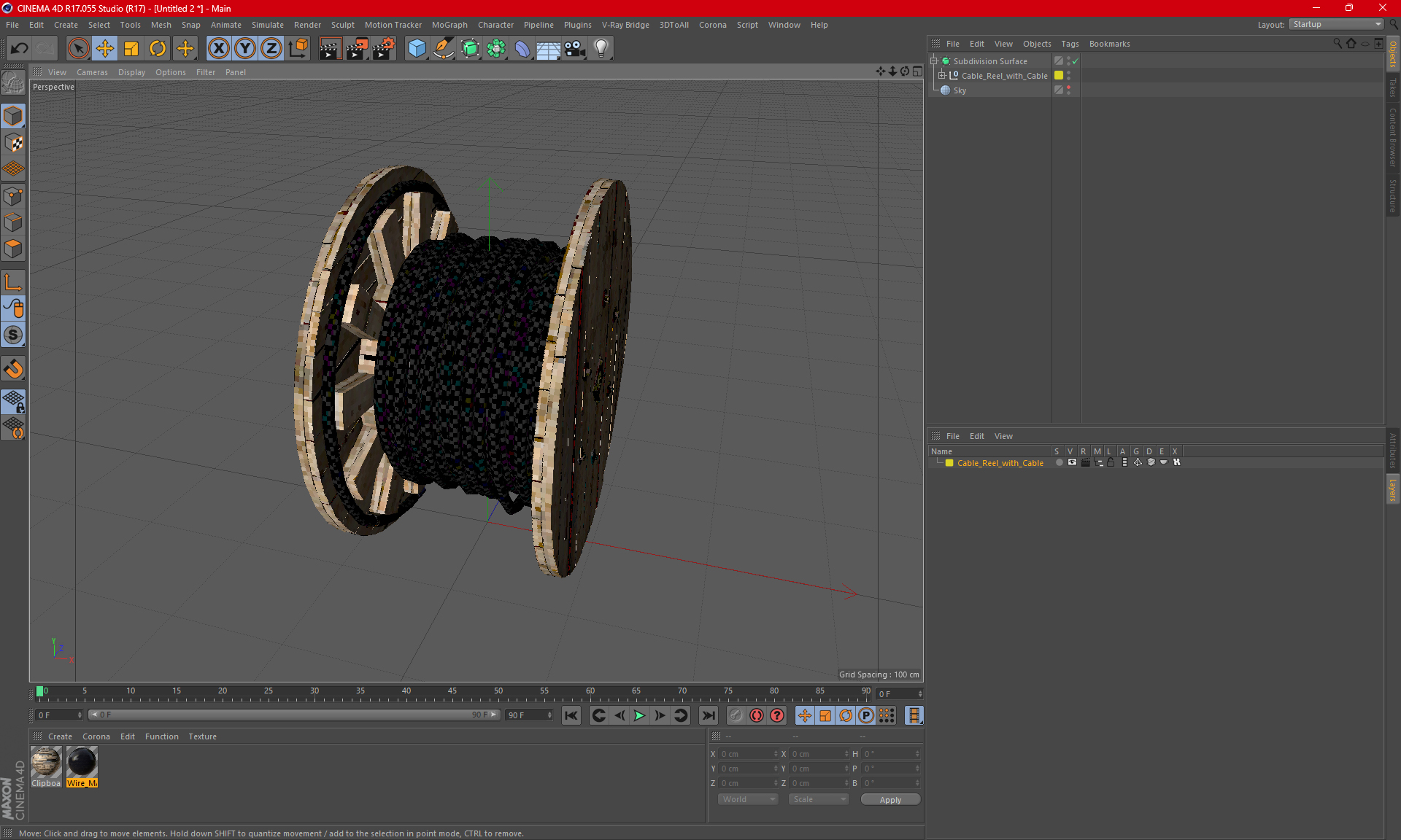 3D Cable Reel with Cable