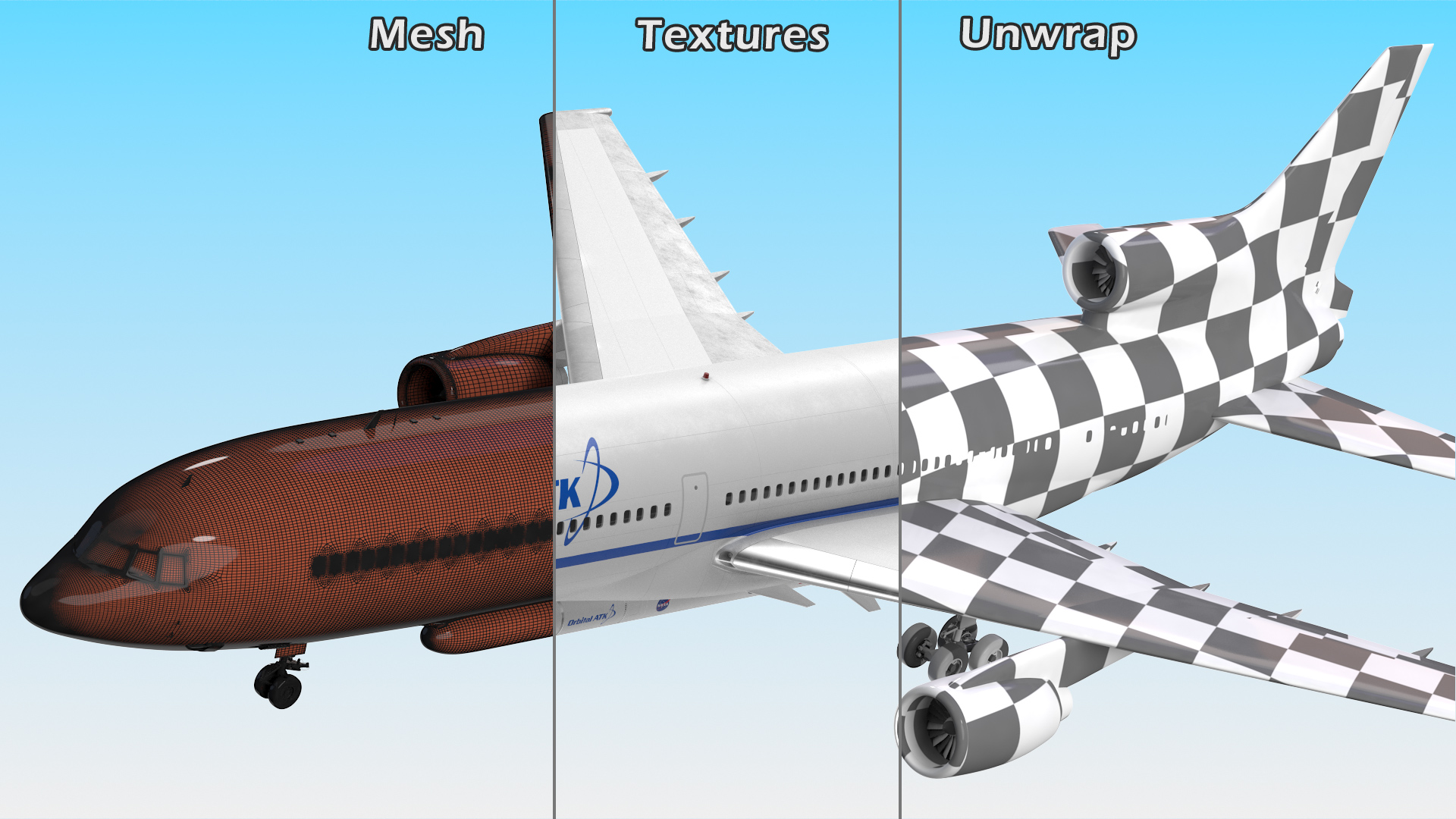 Lockheed L1011 Stargazer with Pegasus XL Rocket Rigged 3D model