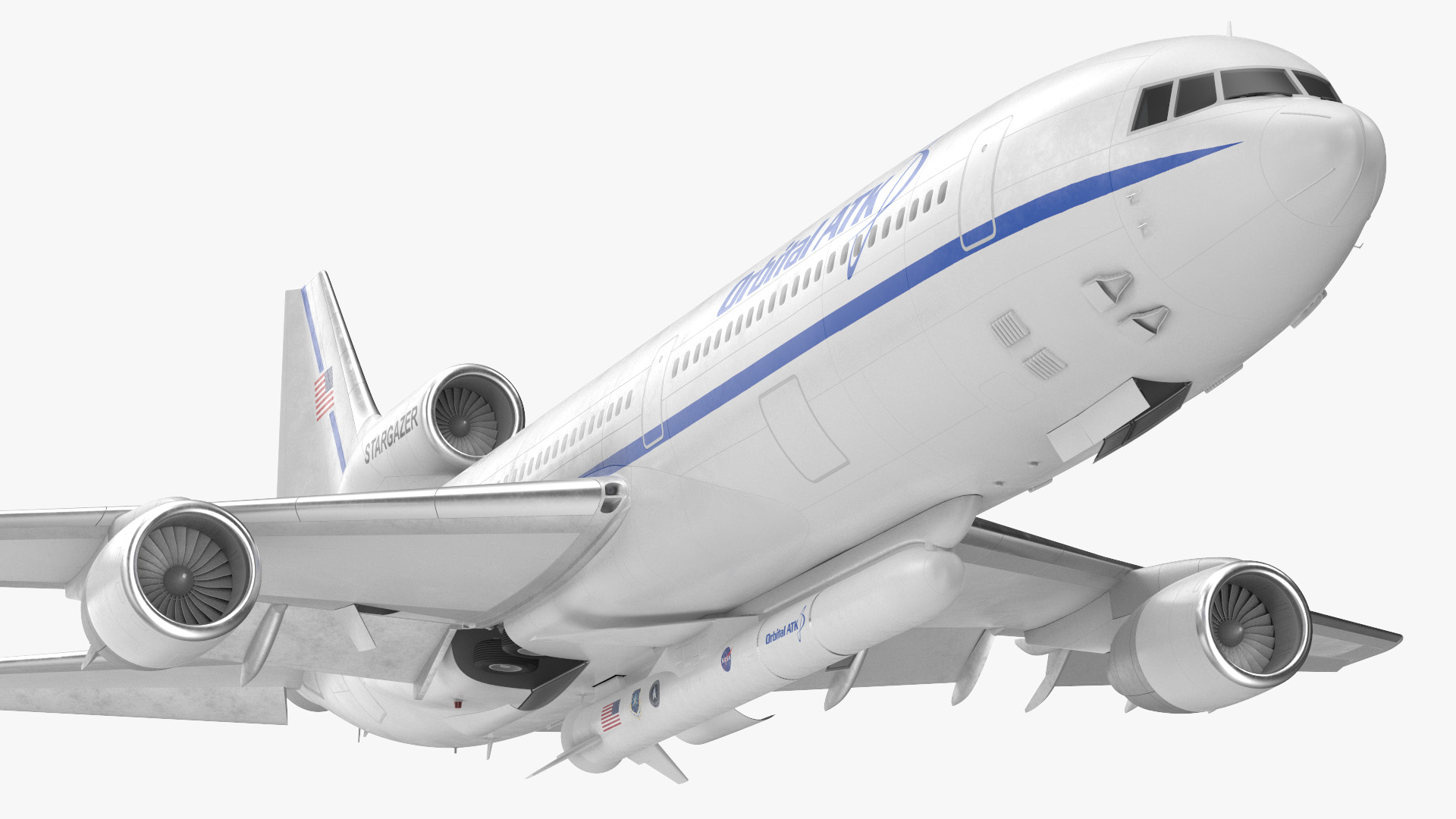 Lockheed L1011 Stargazer with Pegasus XL Rocket Rigged 3D model