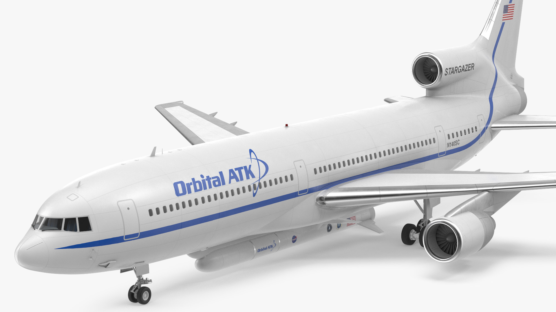Lockheed L1011 Stargazer with Pegasus XL Rocket Rigged 3D model