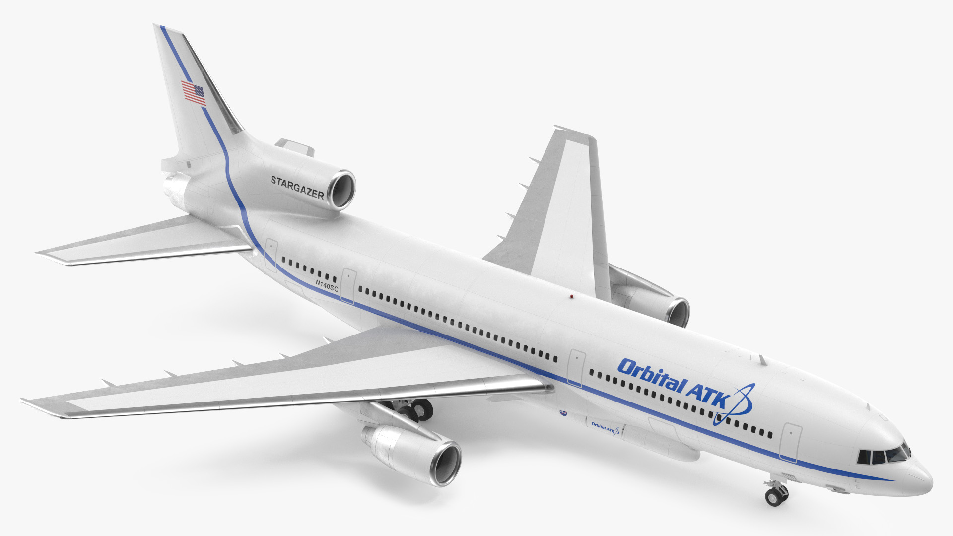 Lockheed L1011 Stargazer with Pegasus XL Rocket Rigged 3D model