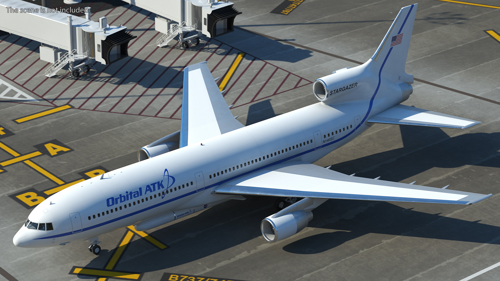 Lockheed L1011 Stargazer with Pegasus XL Rocket Rigged 3D model