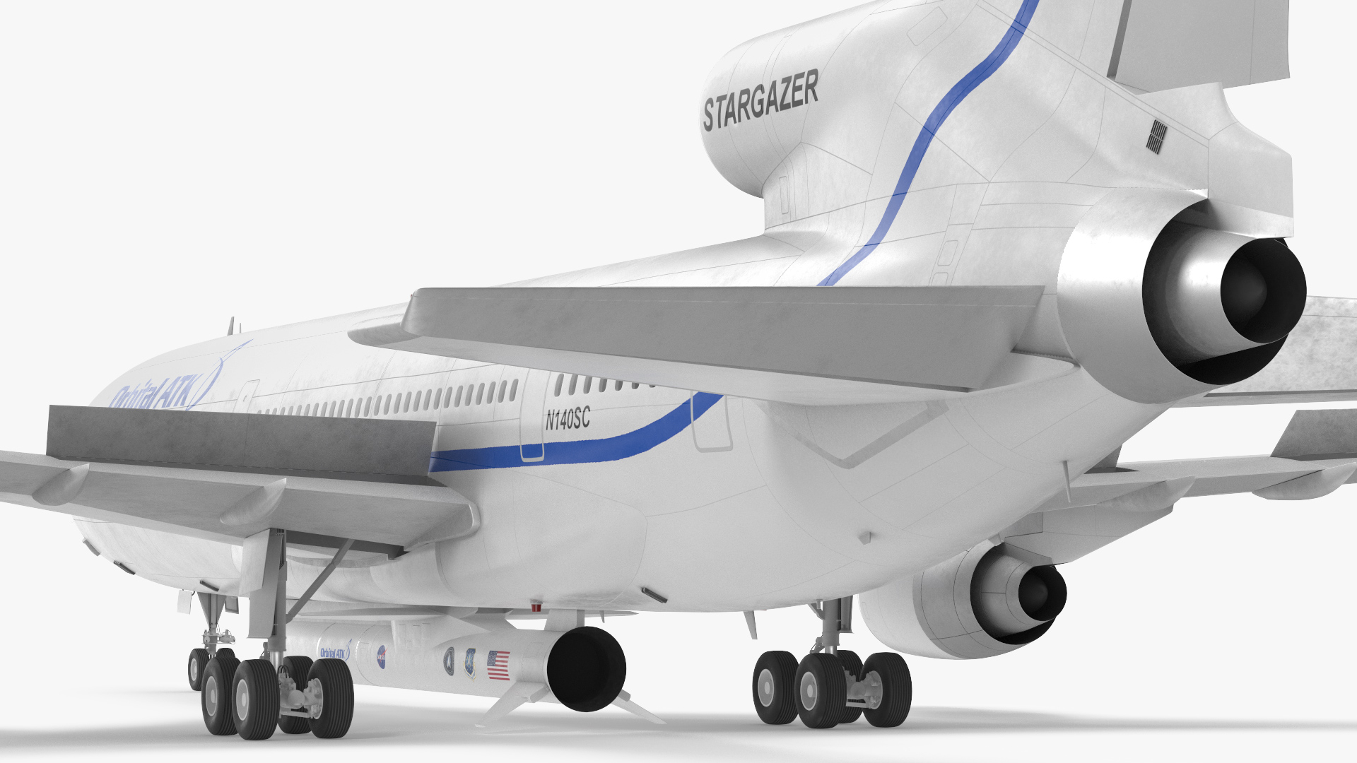 Lockheed L1011 Stargazer with Pegasus XL Rocket Rigged 3D model