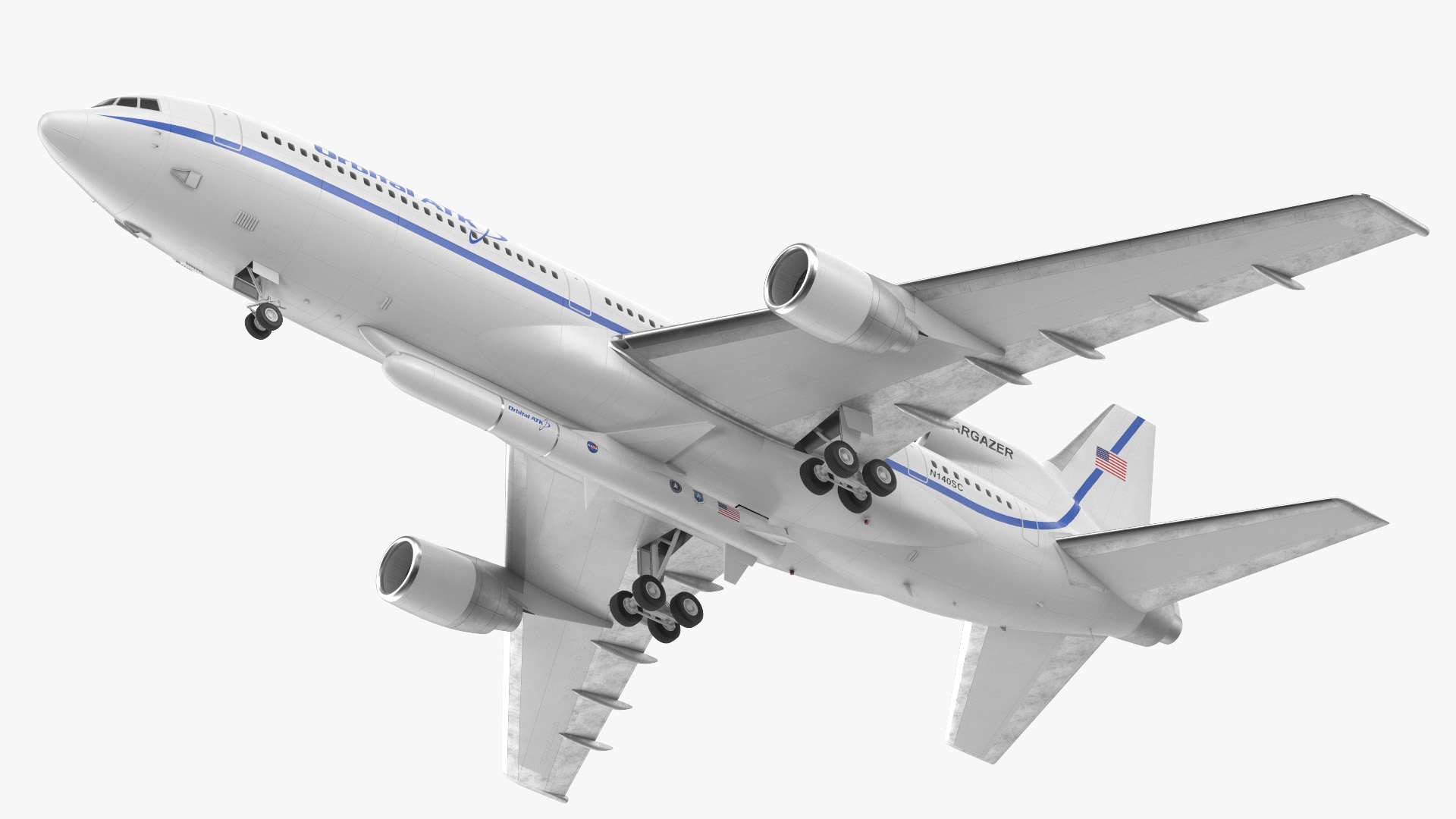 Lockheed L1011 Stargazer with Pegasus XL Rocket Rigged 3D model