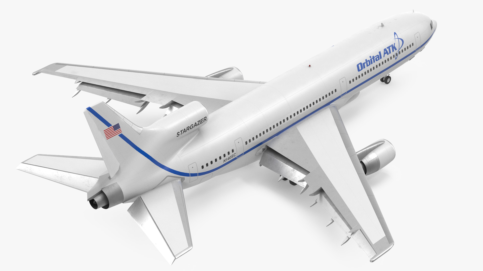 Lockheed L1011 Stargazer with Pegasus XL Rocket Rigged 3D model