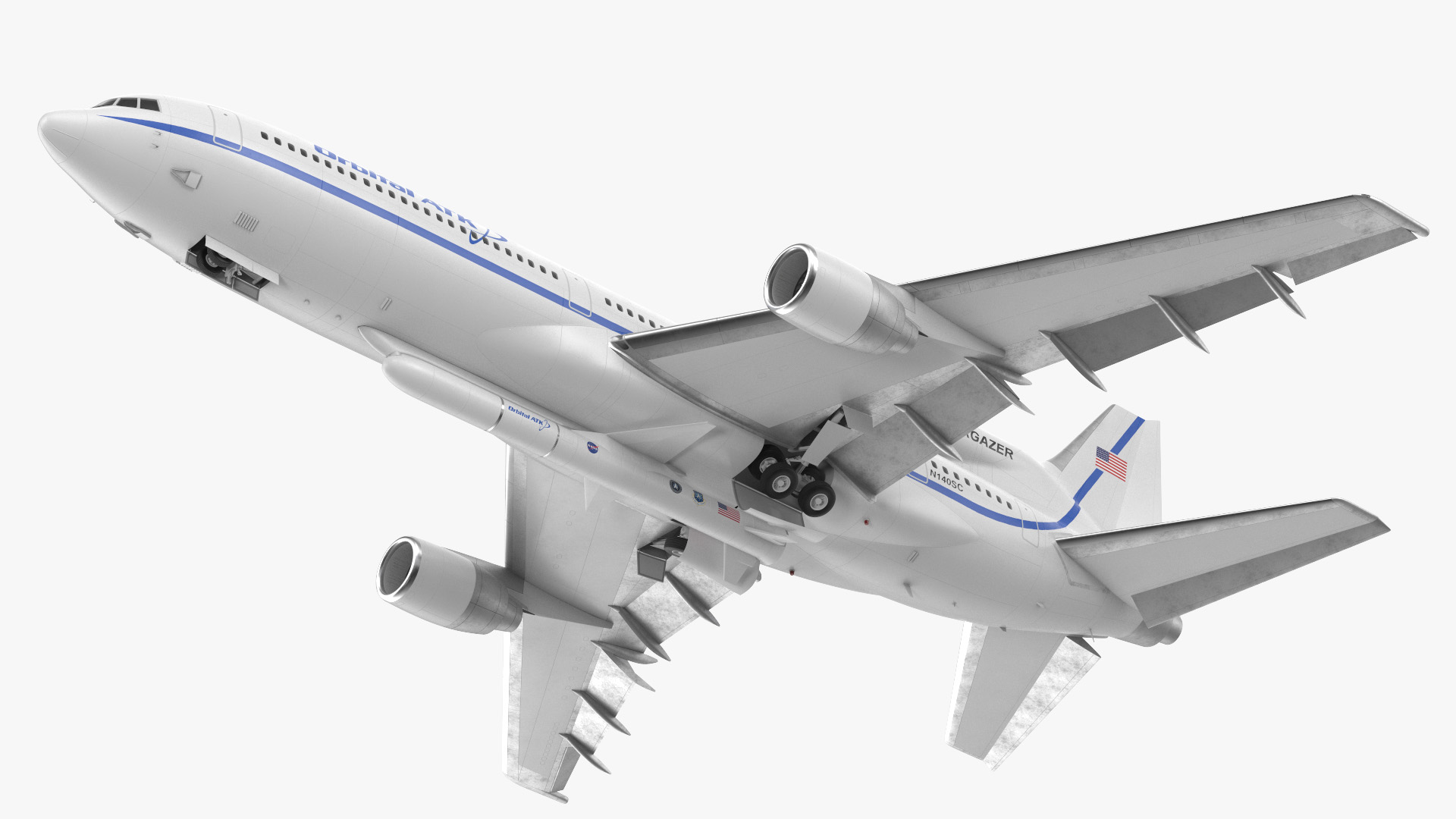Lockheed L1011 Stargazer with Pegasus XL Rocket Rigged 3D model