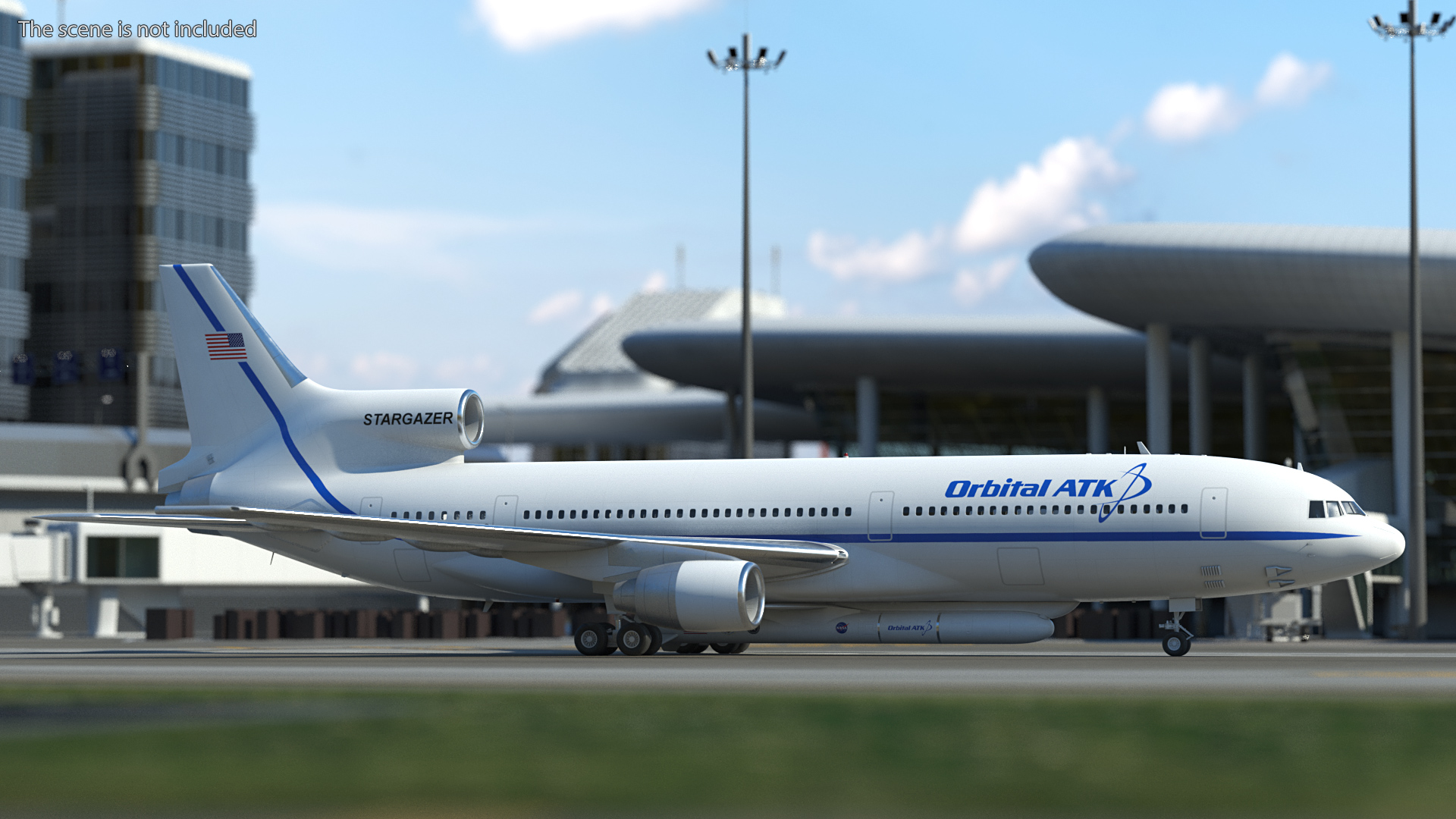 Lockheed L1011 Stargazer with Pegasus XL Rocket Rigged 3D model