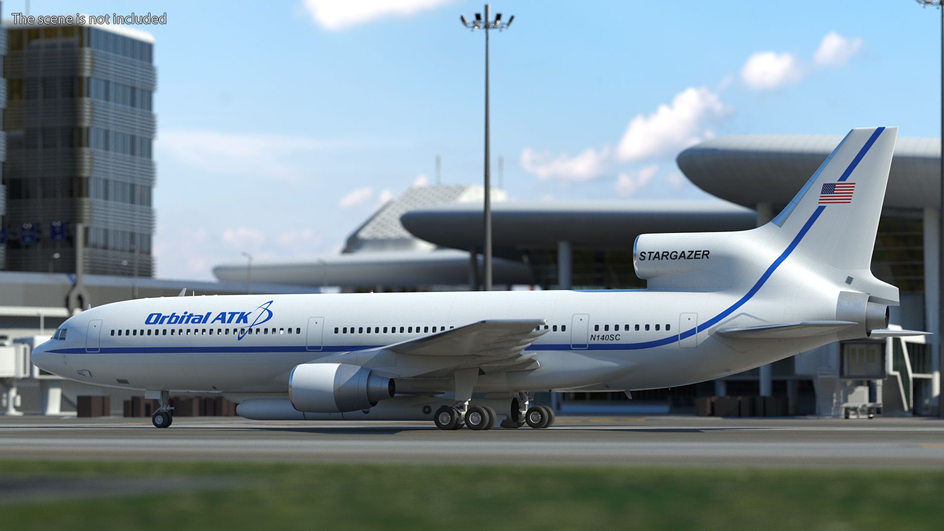 Lockheed L1011 Stargazer with Pegasus XL Rocket Rigged 3D model