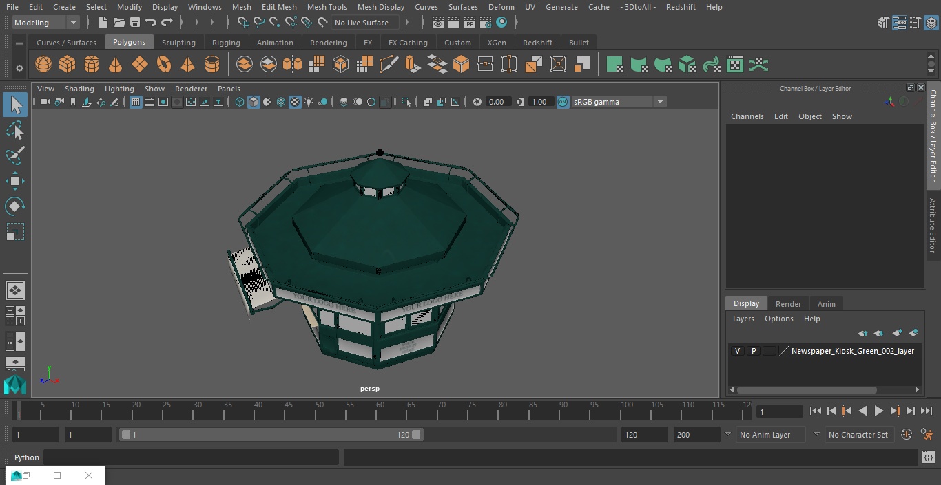 3D Newspaper Kiosk Green
