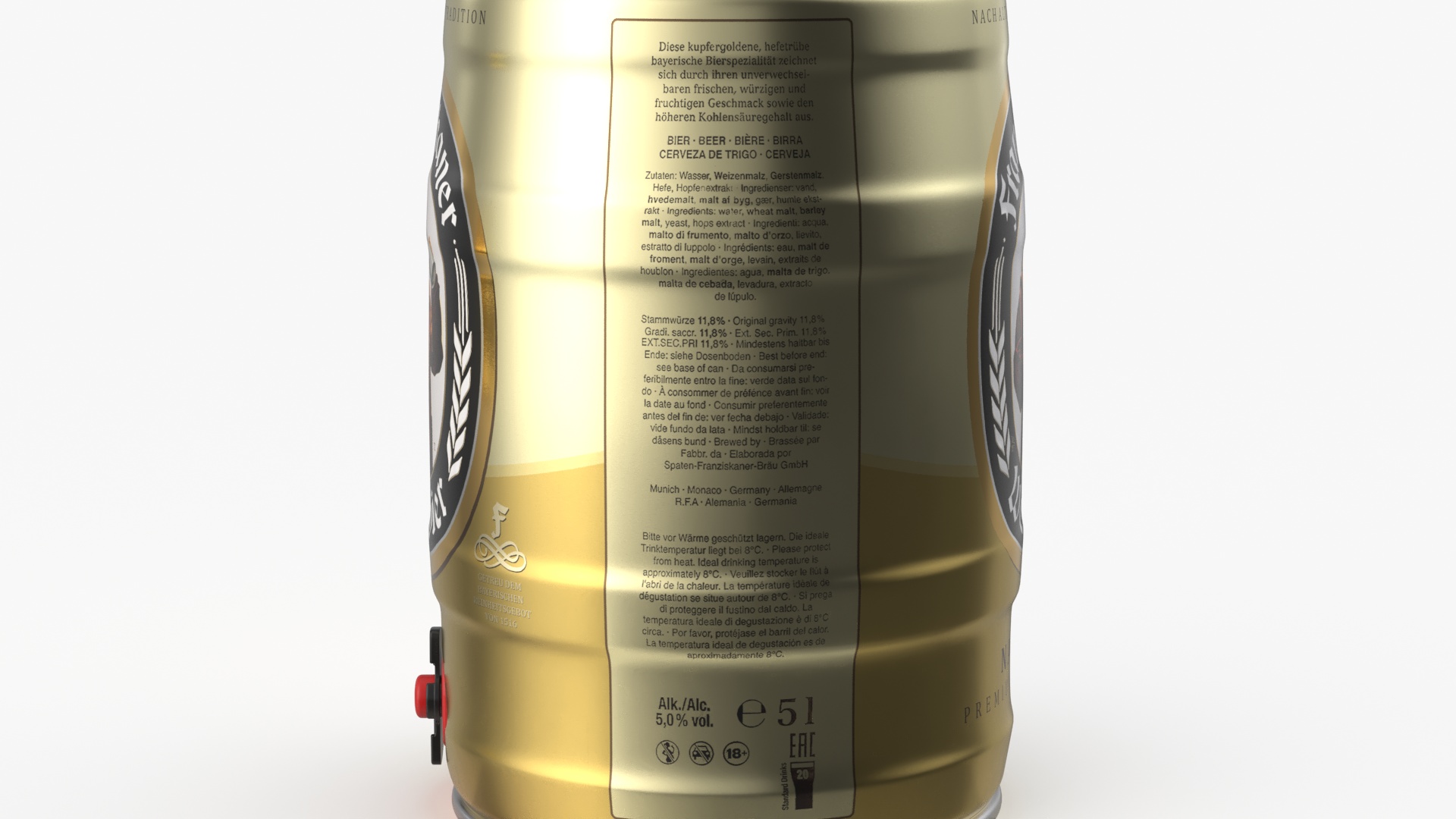 Franziskaner Beer 5 Liter Barrel 3D