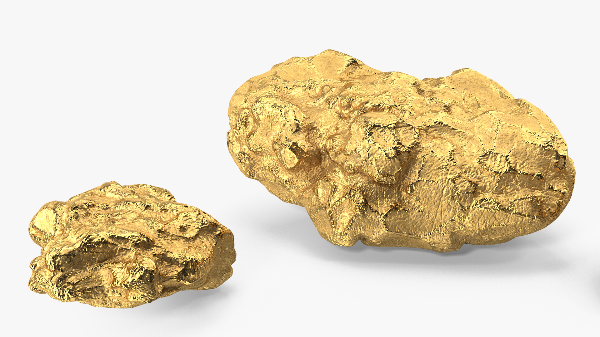 Gold Natural Minerals Big Stones 3D