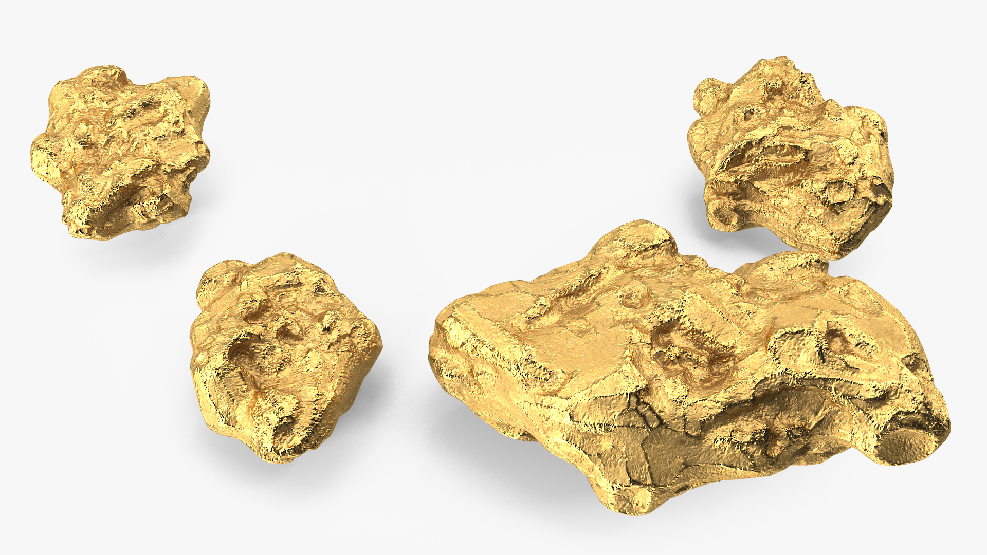 Gold Natural Minerals Big Stones 3D