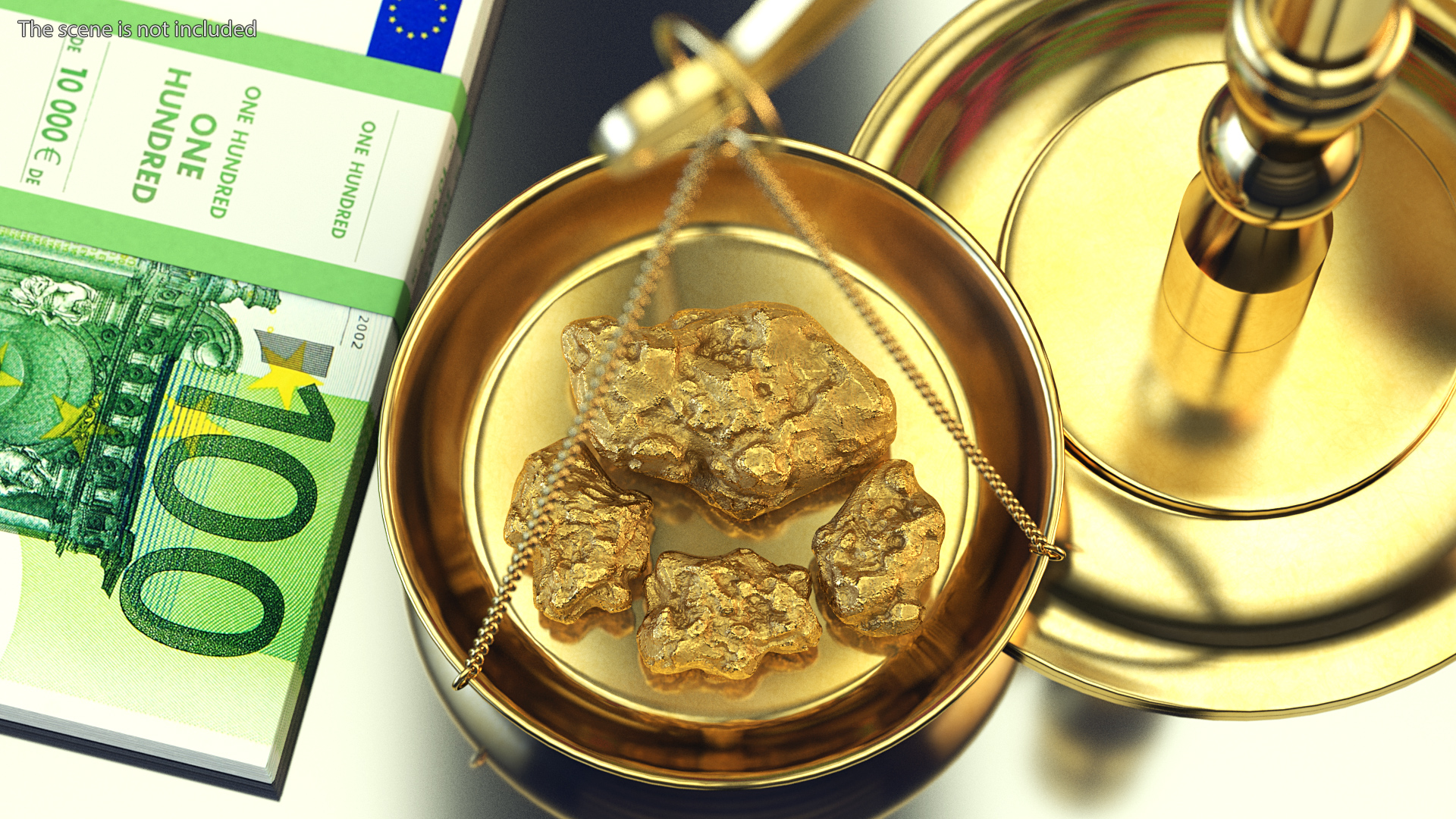 Gold Natural Minerals Big Stones 3D