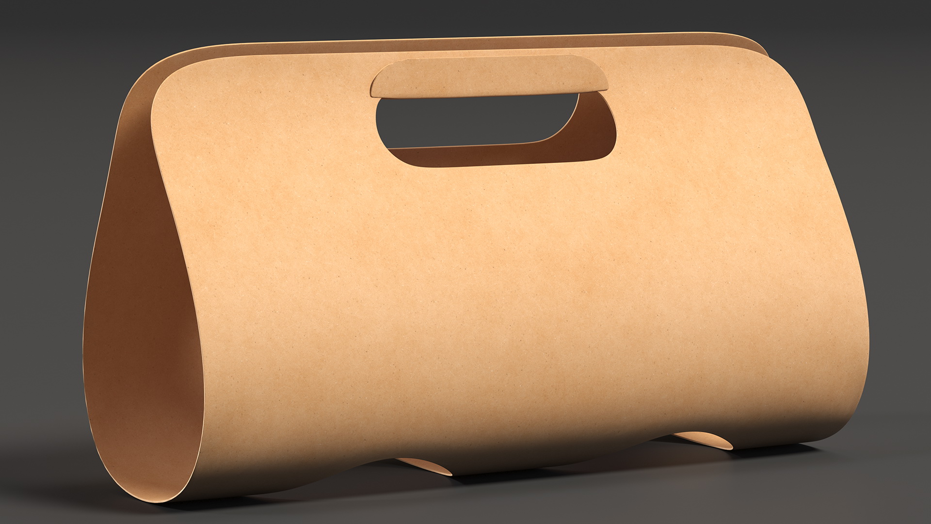 3D Two Seats Take Away Kraft Paper Cup Carrier model