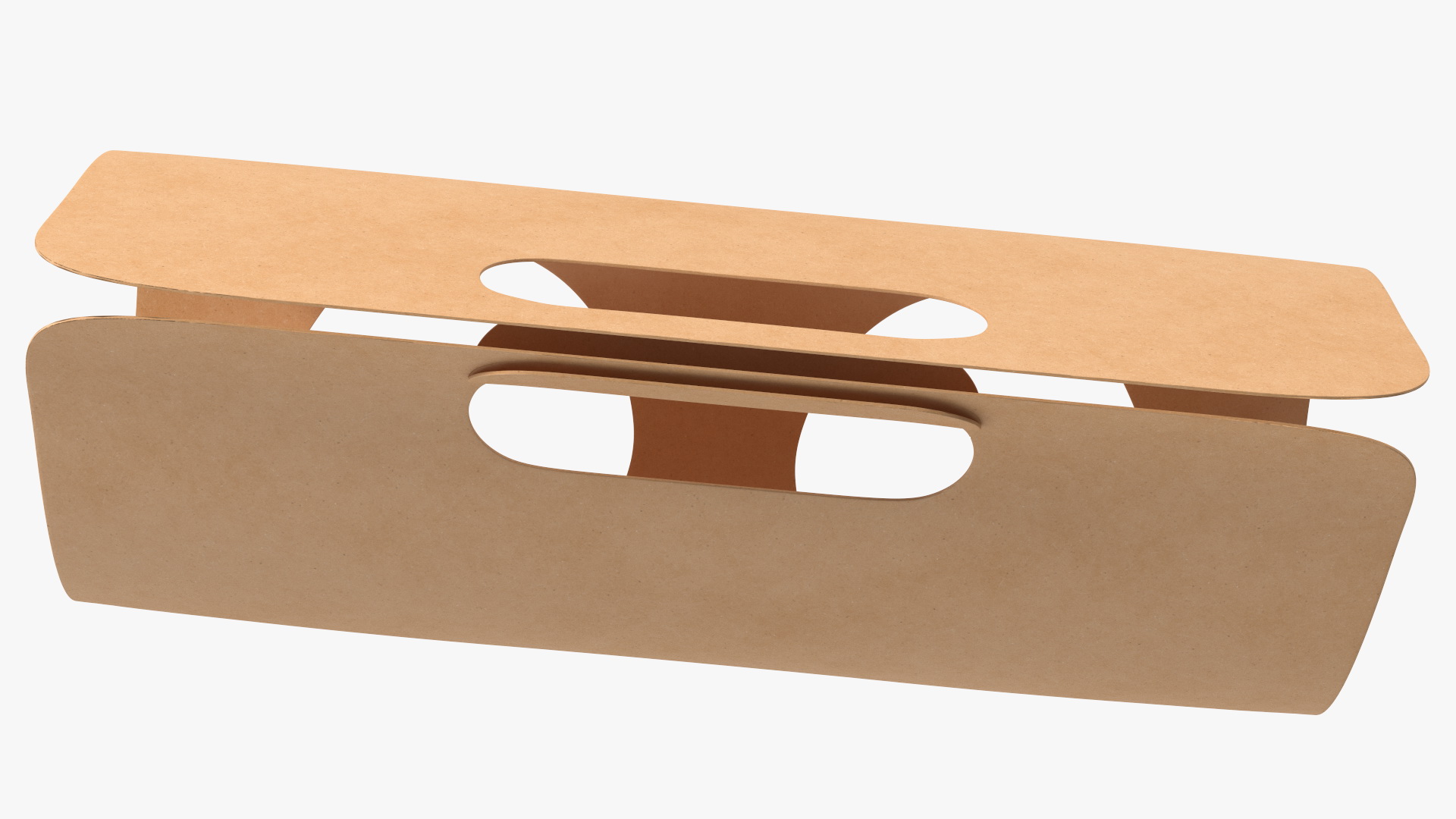 3D Two Seats Take Away Kraft Paper Cup Carrier model