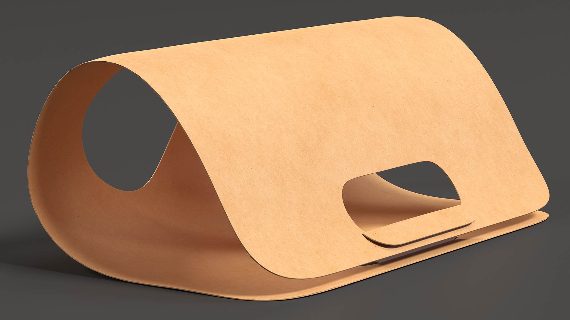 3D Two Seats Take Away Kraft Paper Cup Carrier model