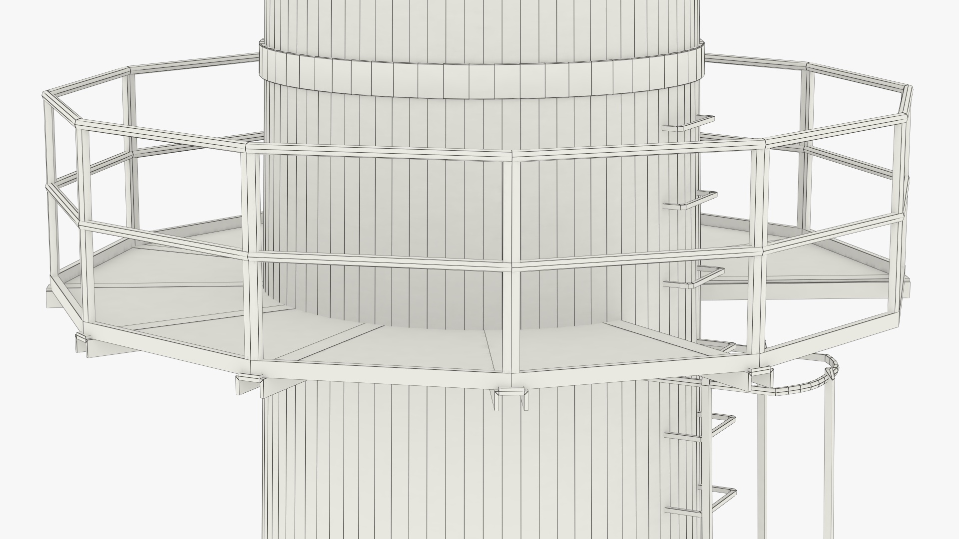 Old Industrial Brick Chimney with Staircase Game Ready, view 9