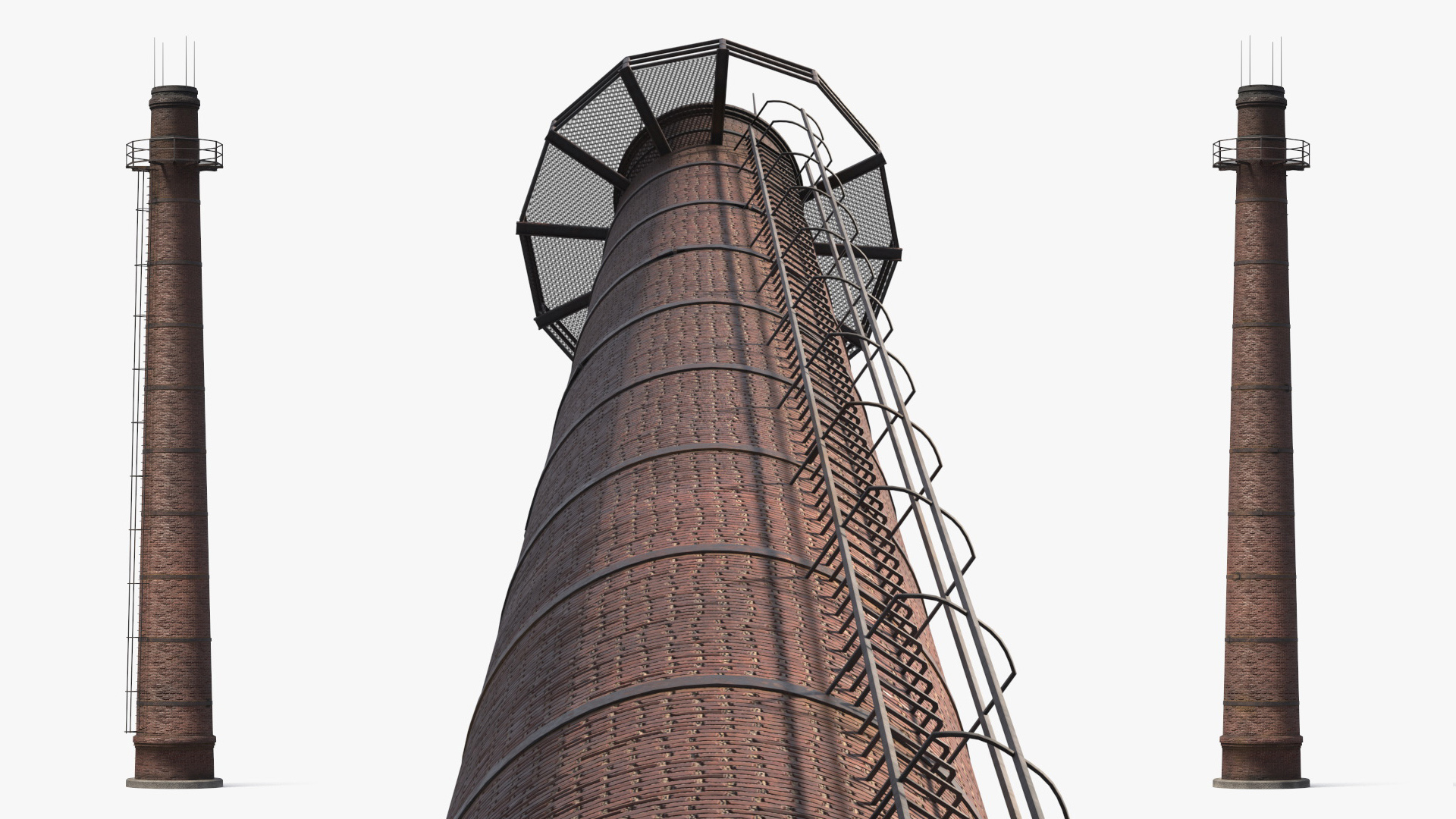 Old Industrial Brick Chimney with Staircase Game Ready