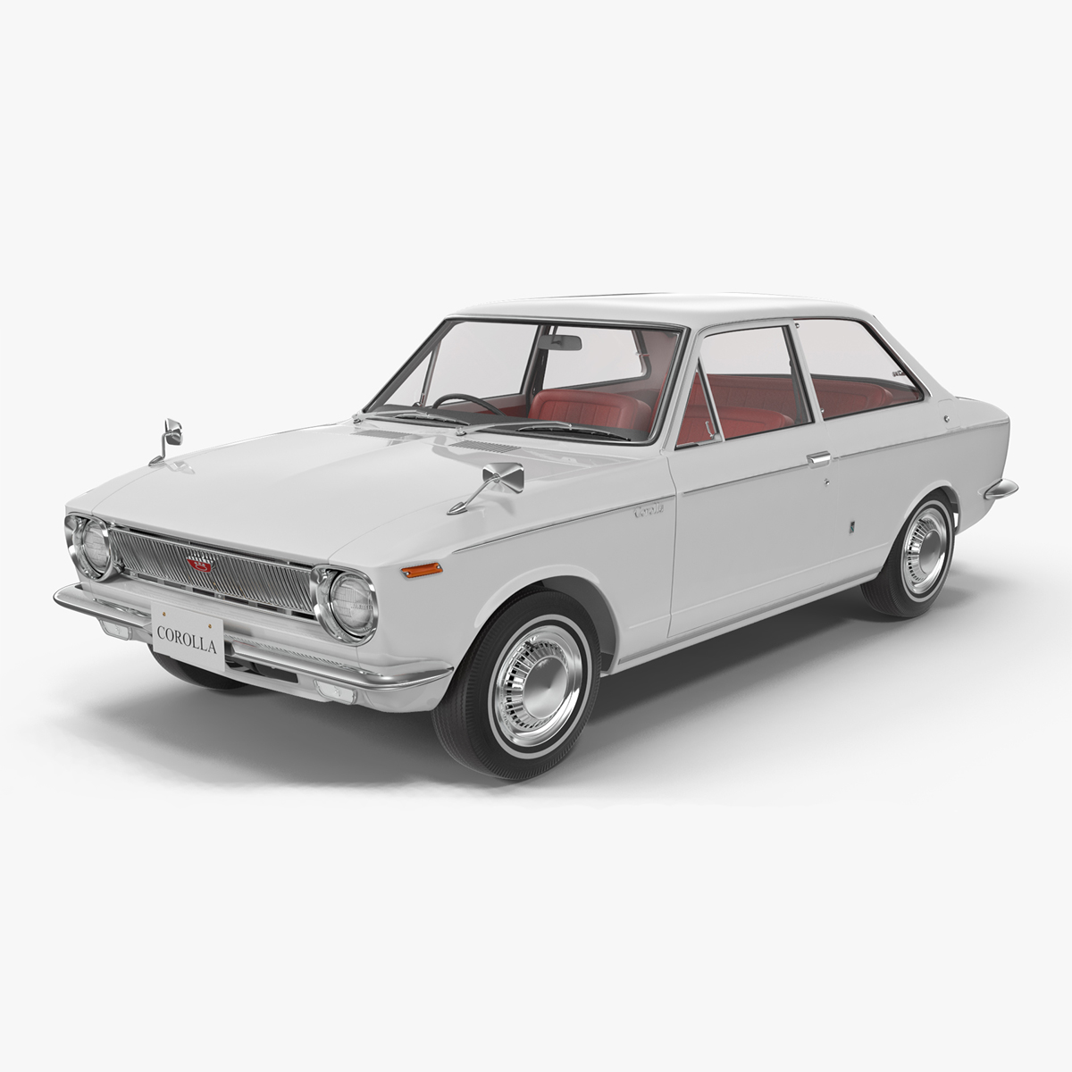 3D 1st Gen Toyota Corolla E10 1966 White Rigged for Cinema 4D model
