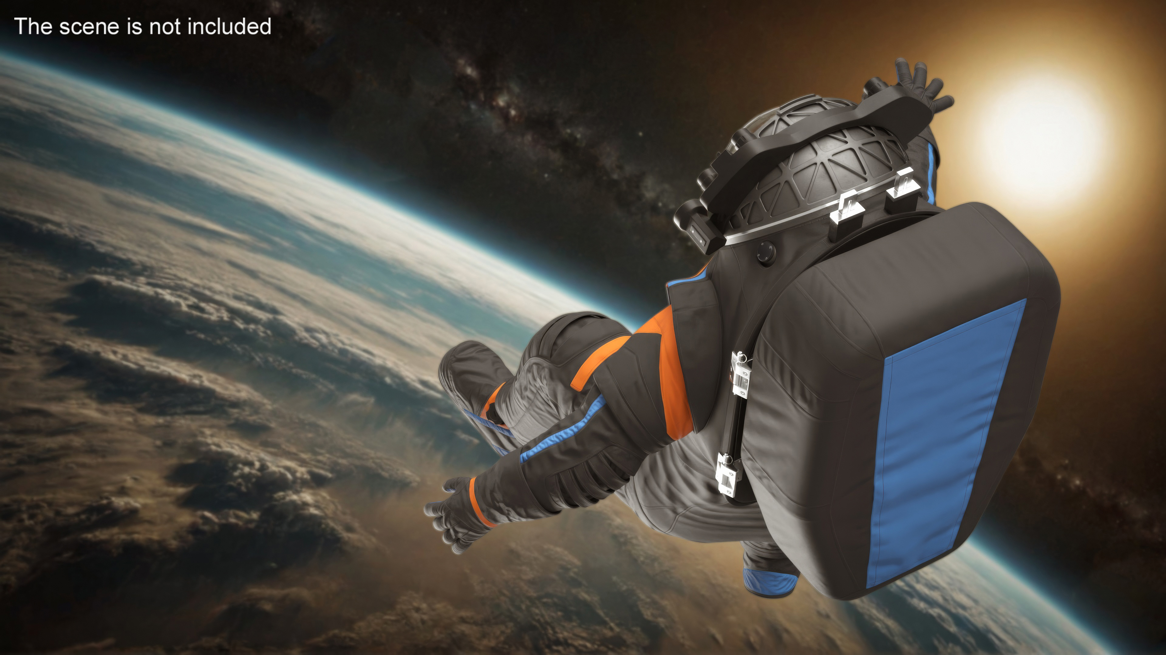 3D Astronaut Falling Pose Fur