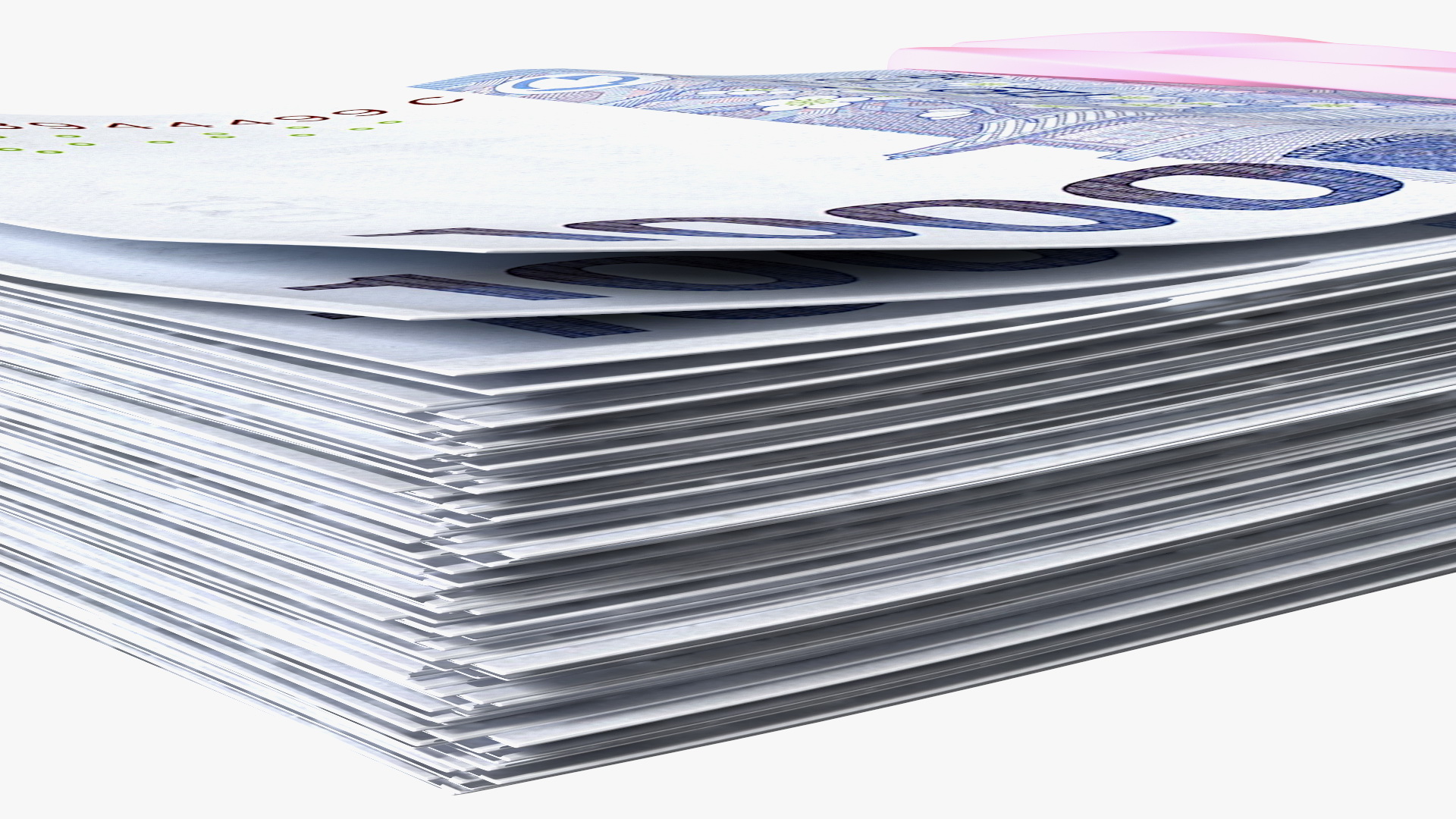 Rubber Band Stack of South Korean 1000 Won 3D