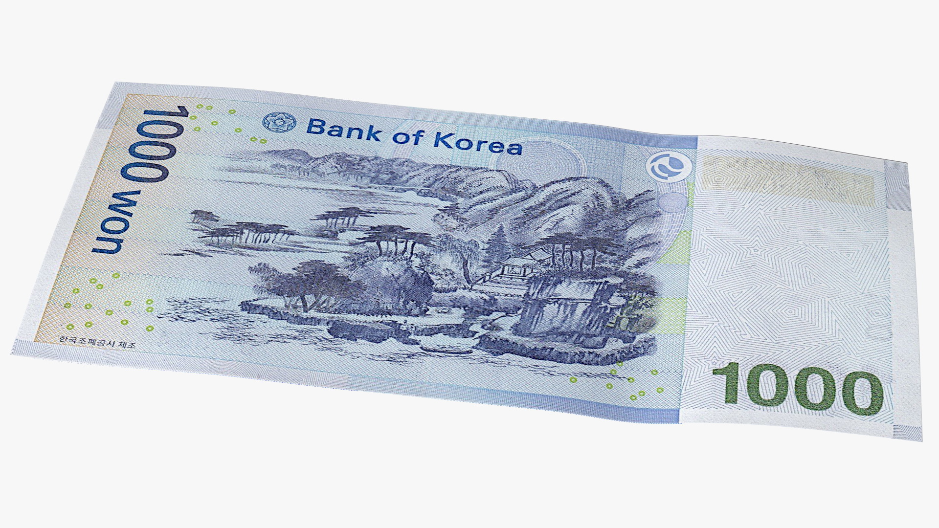 Rubber Band Stack of South Korean 1000 Won 3D