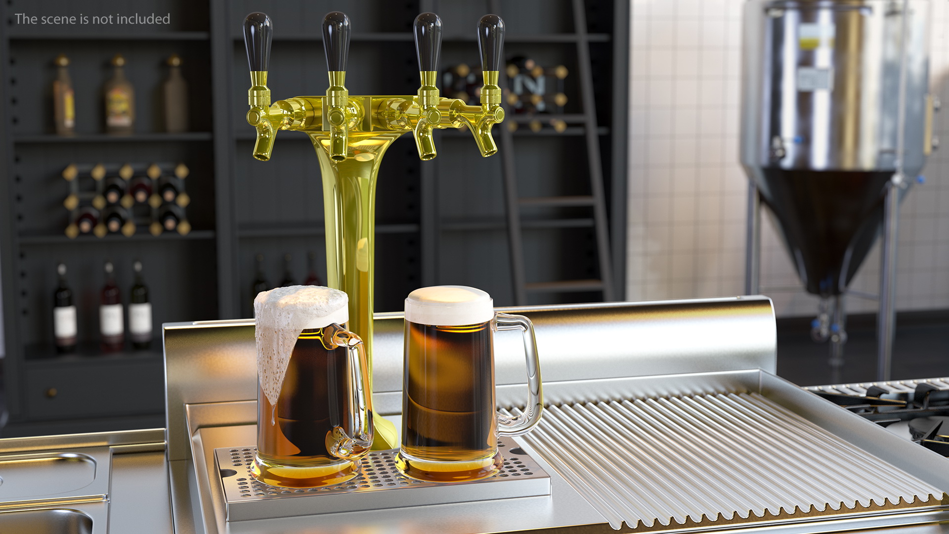 3D model Four Tap Brass Beer Tower