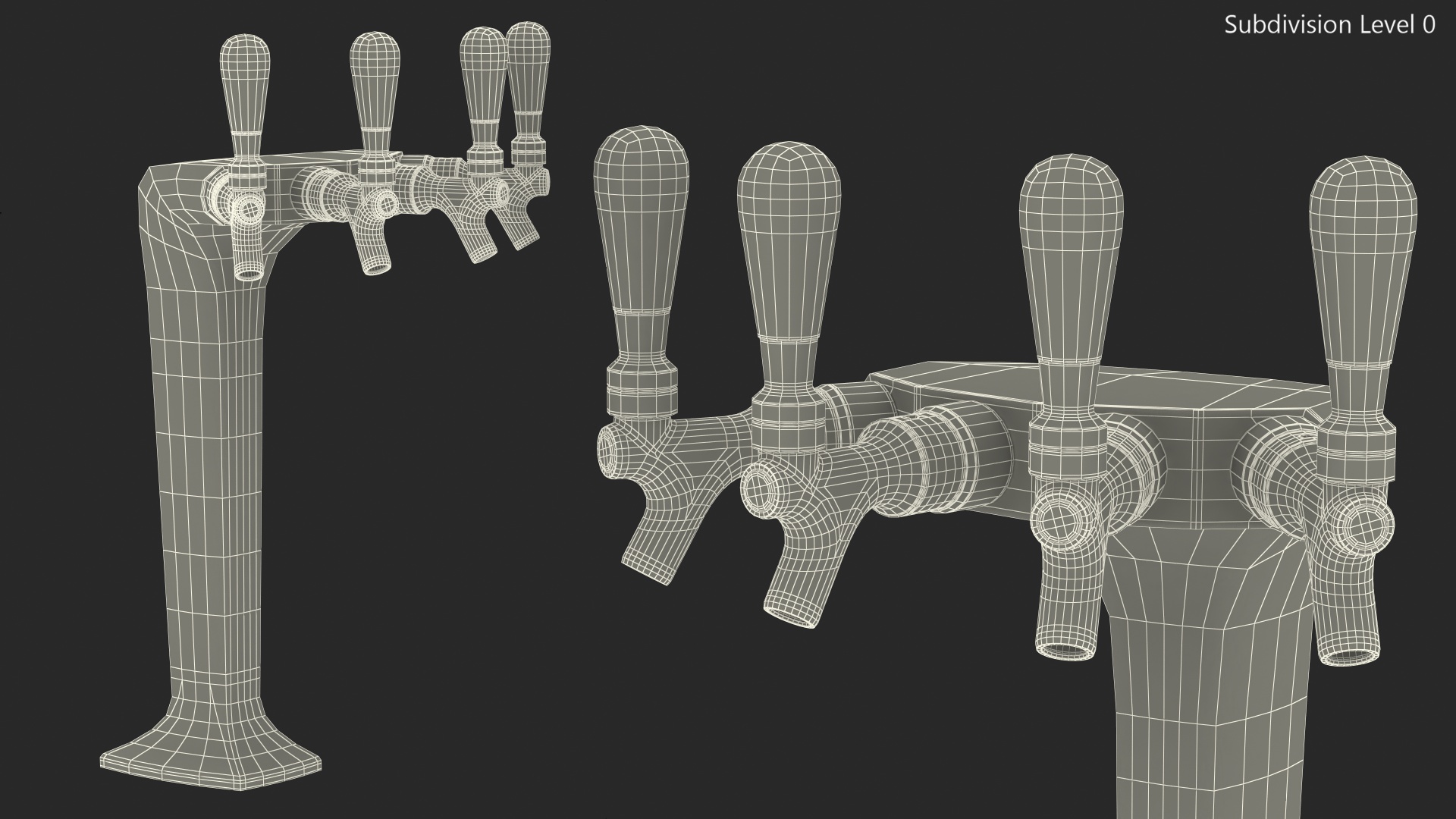 3D model Four Tap Brass Beer Tower